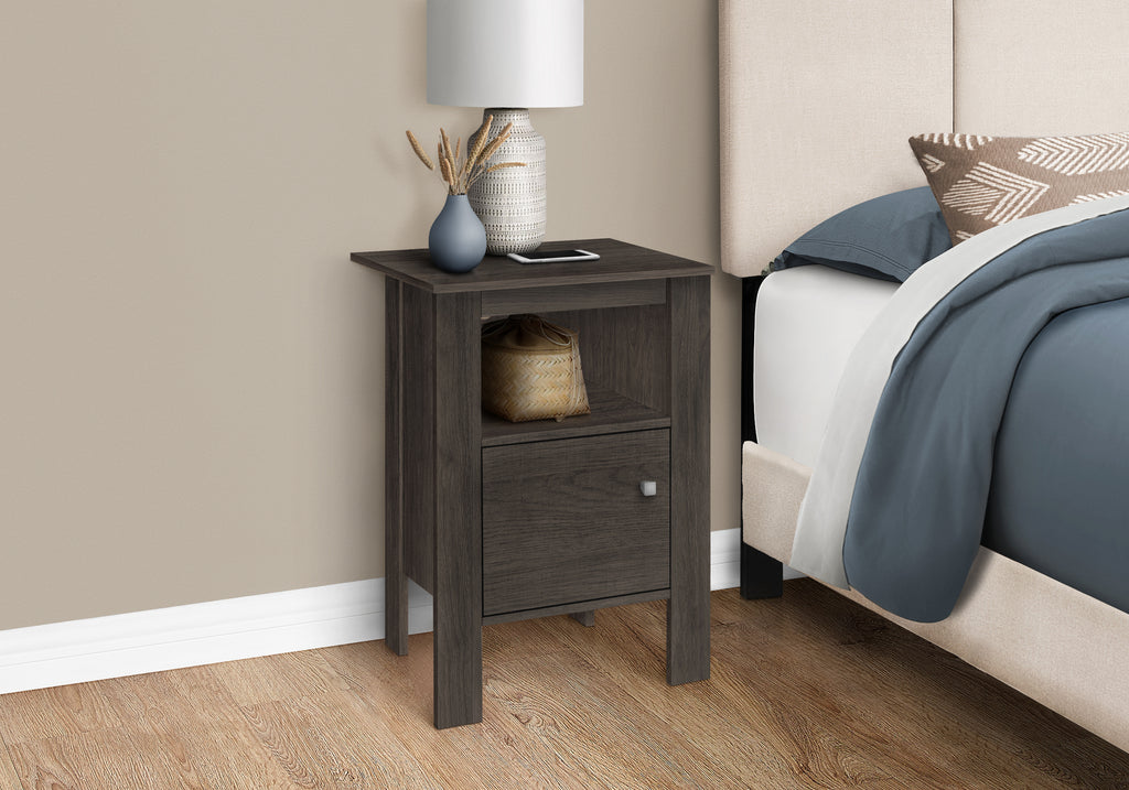 ACCENT TABLE - BROWN OAK NIGHT STAND WITH STORAGE
