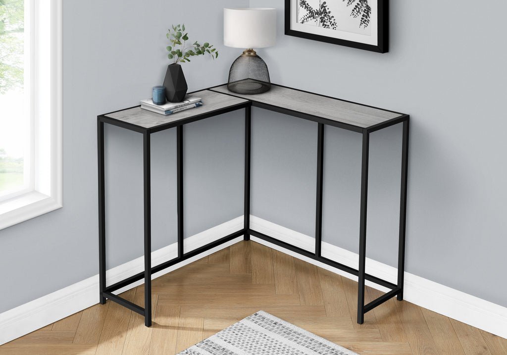 ACCENT TABLE - 36""L / GREY / BLACK CORNER CONSOLE