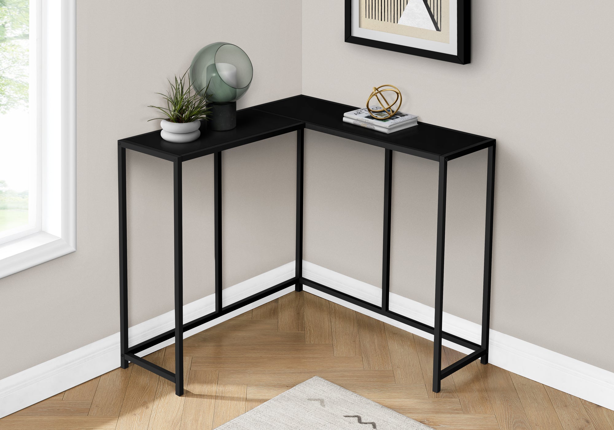 ACCENT TABLE - 36""L / BLACK / BLACK CORNER CONSOLE