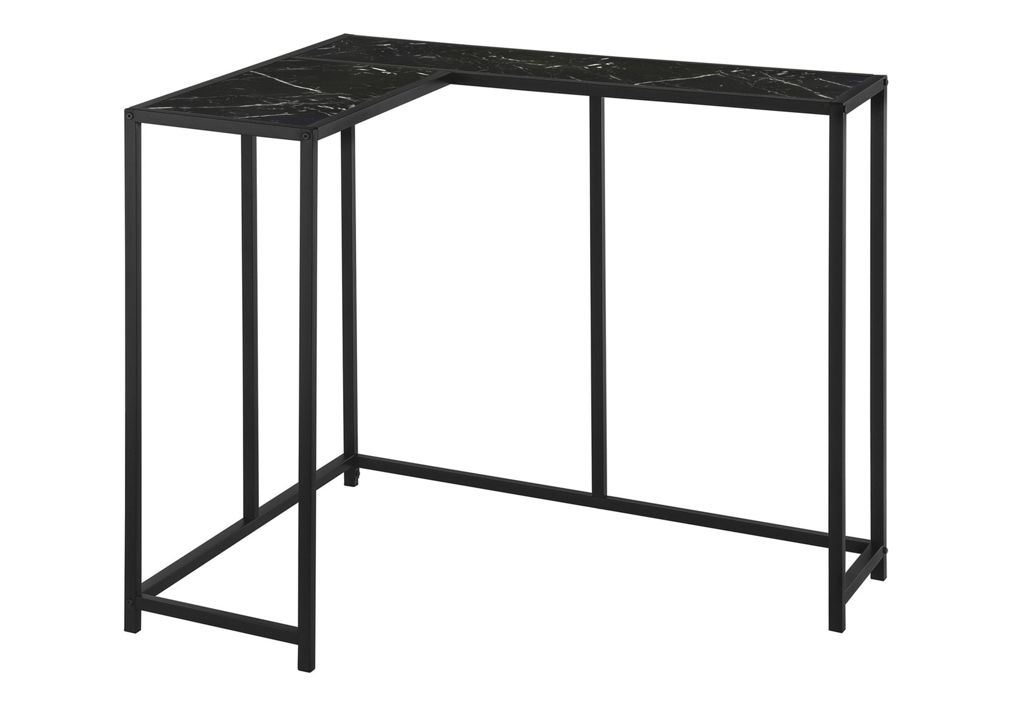 ACCENT TABLE - 36""L / BLACK MARBLE / BLACK CORNER CONSOLE
