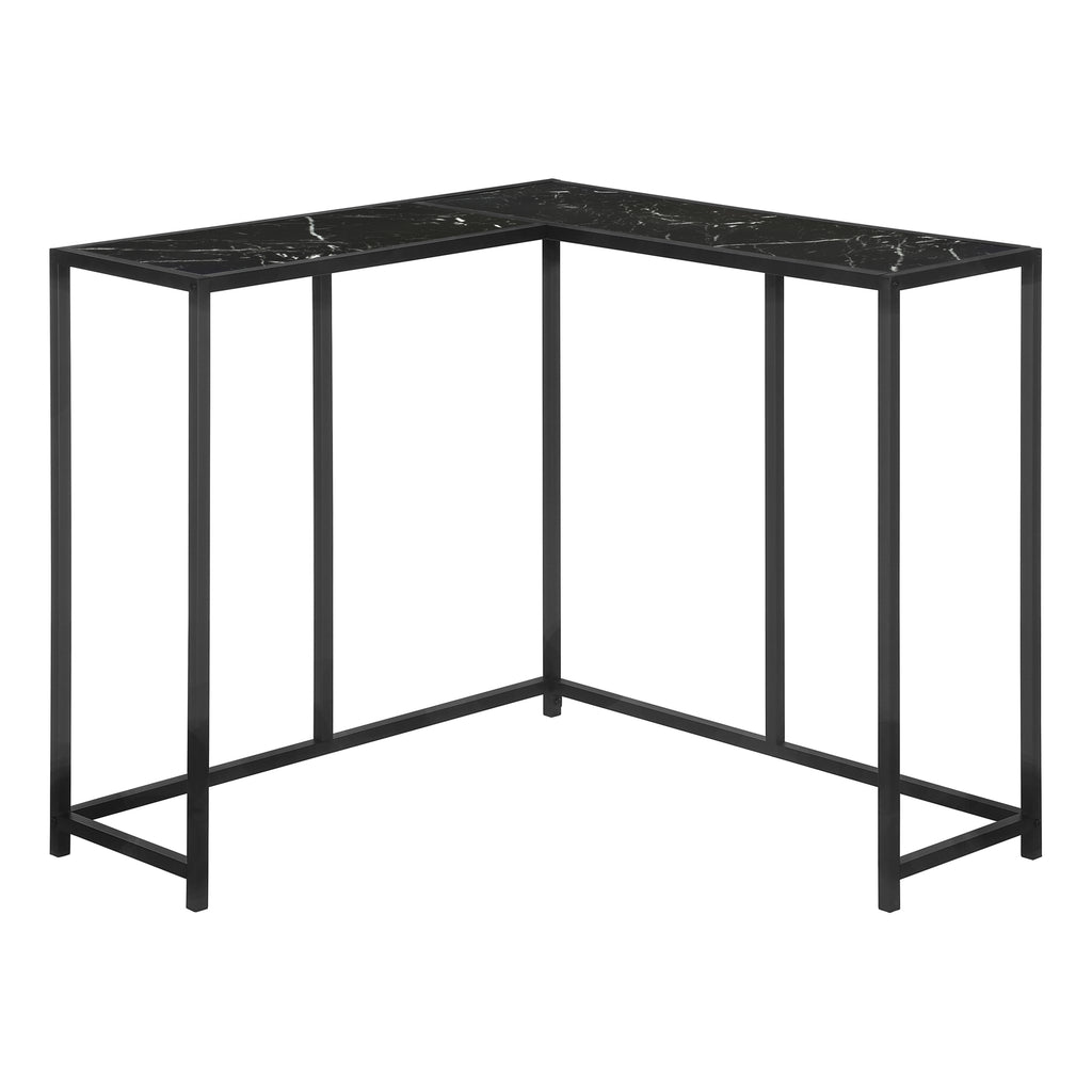 ACCENT TABLE - 36""L / BLACK MARBLE / BLACK CORNER CONSOLE