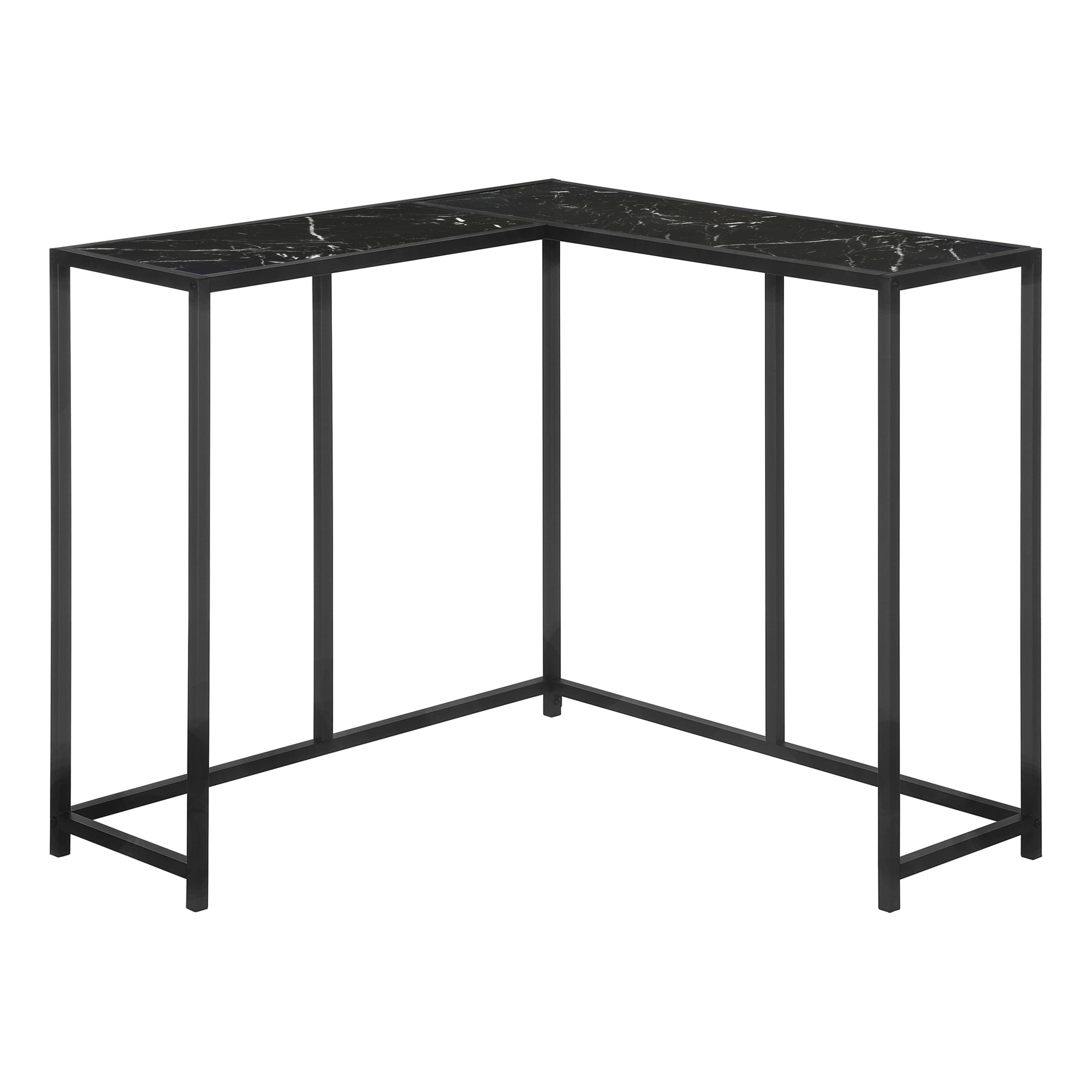 ACCENT TABLE - 36""L / BLACK MARBLE / BLACK CORNER CONSOLE