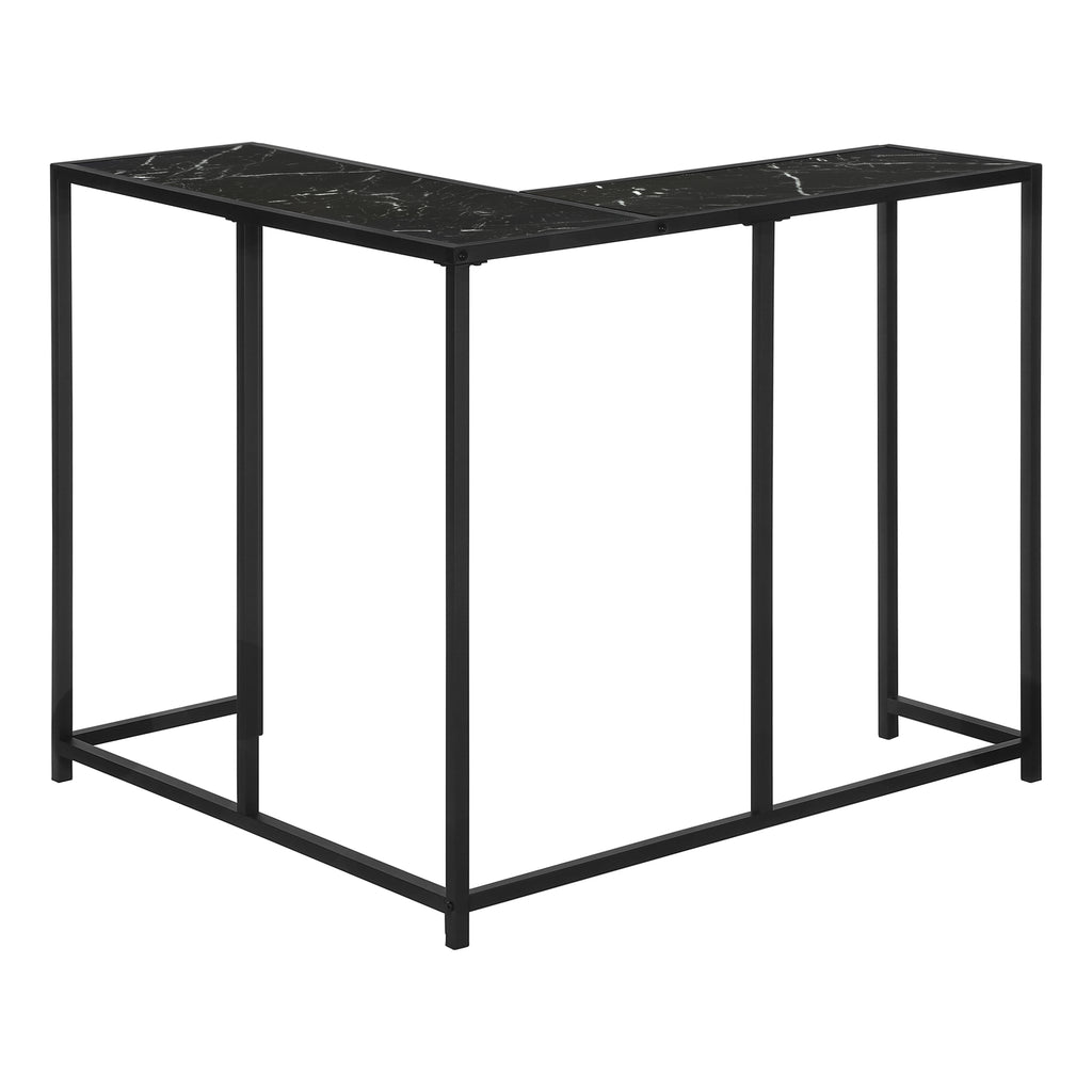 ACCENT TABLE - 36""L / BLACK MARBLE / BLACK CORNER CONSOLE