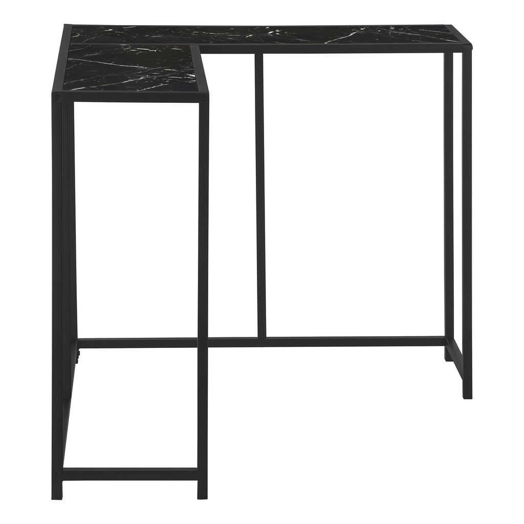 ACCENT TABLE - 36""L / BLACK MARBLE / BLACK CORNER CONSOLE