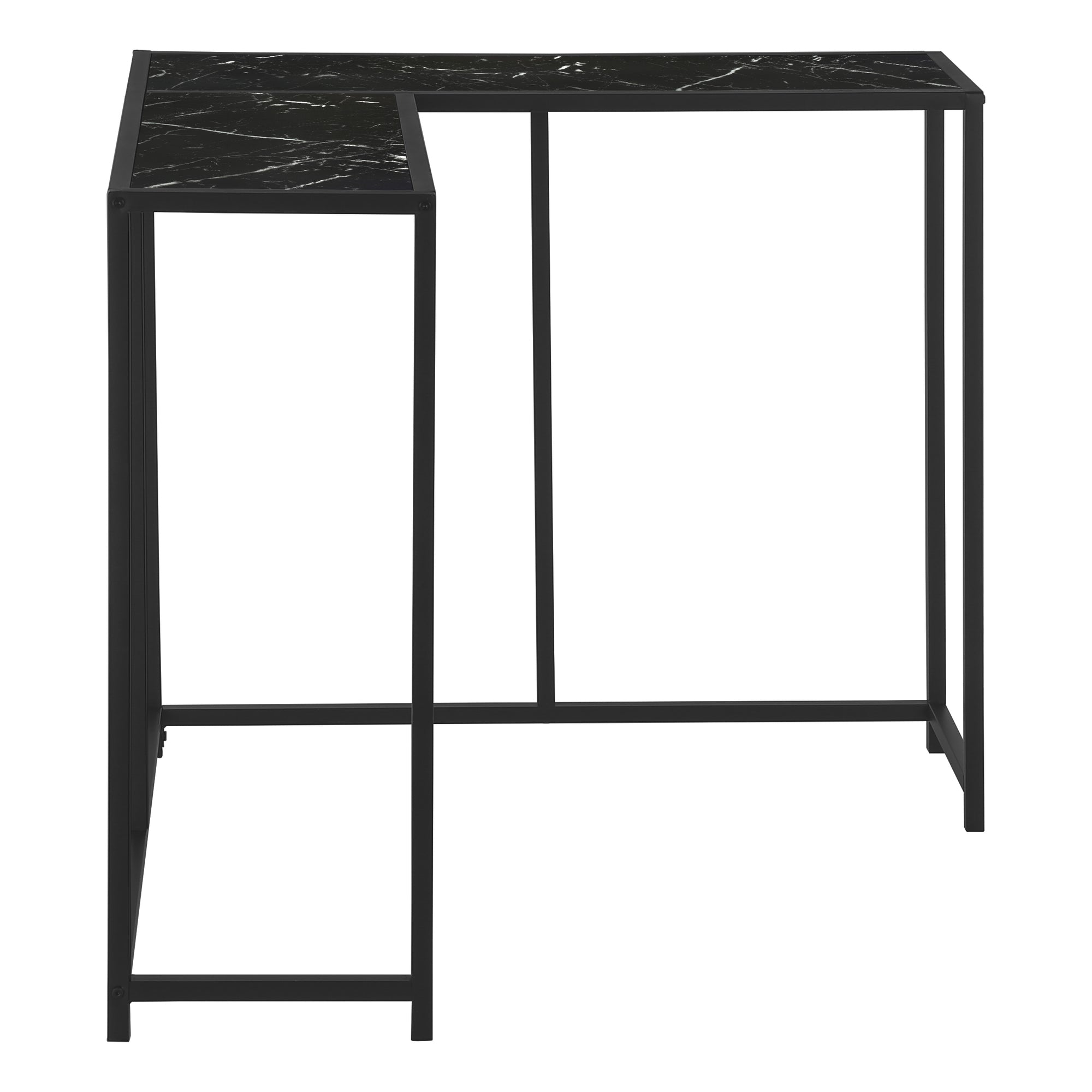 ACCENT TABLE - 36""L / BLACK MARBLE / BLACK CORNER CONSOLE