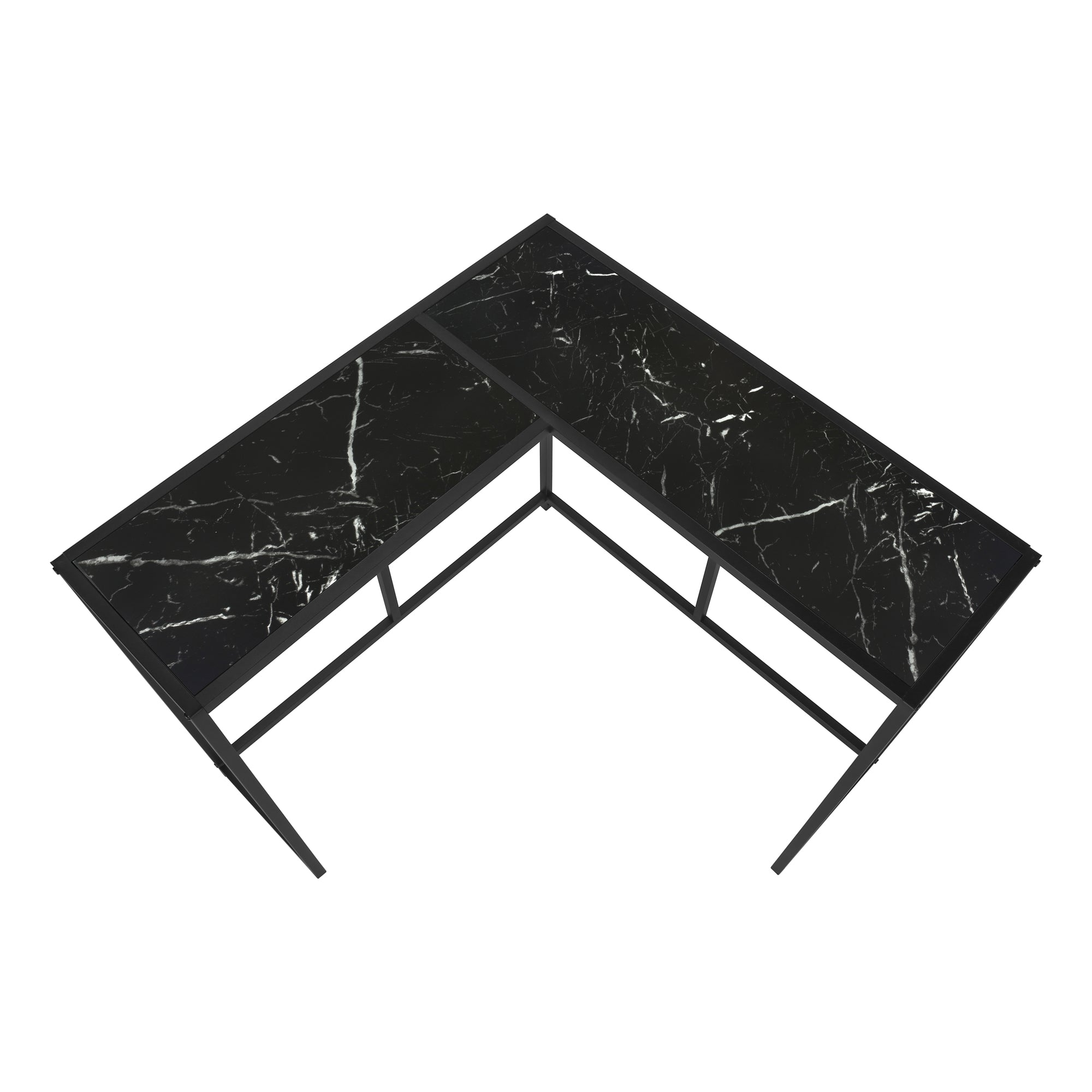 ACCENT TABLE - 36""L / BLACK MARBLE / BLACK CORNER CONSOLE