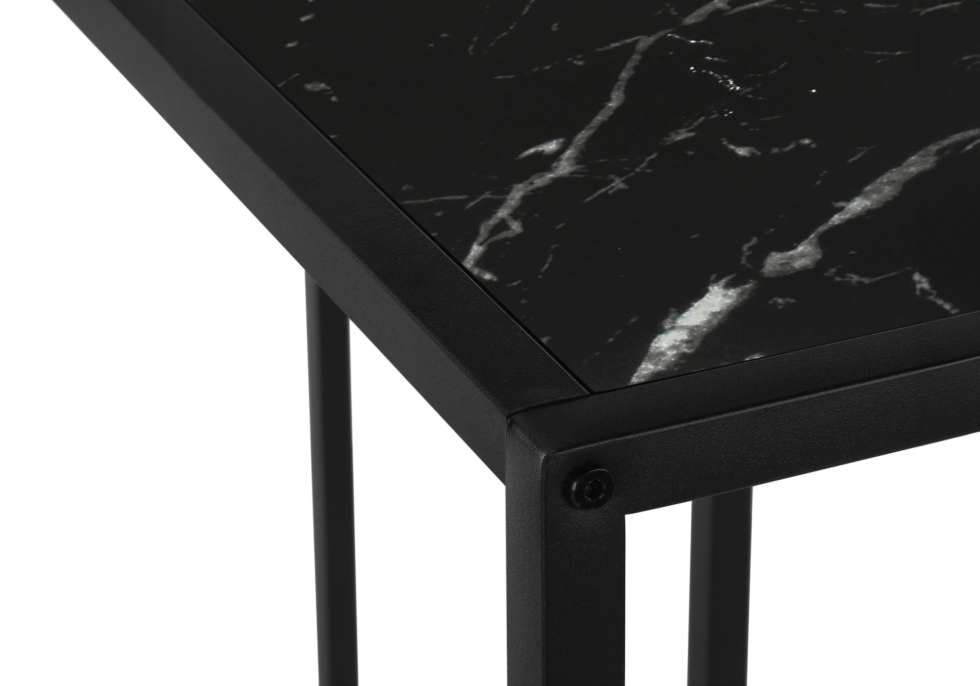 ACCENT TABLE - 36""L / BLACK MARBLE / BLACK CORNER CONSOLE