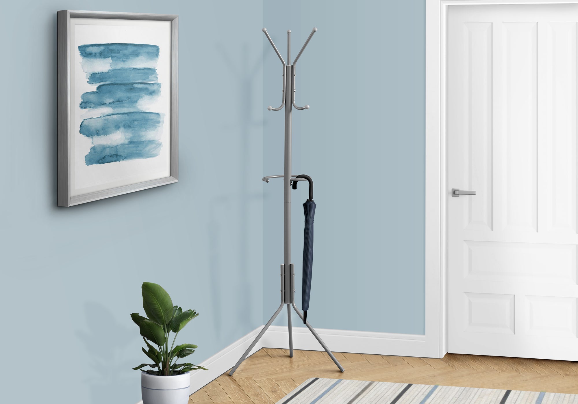 COAT RACK - 68""H / SILVER METAL
