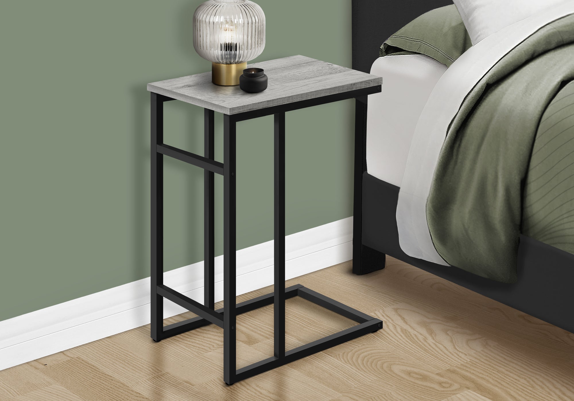 ACCENT TABLE - 24""H / GREY / BLACK METAL