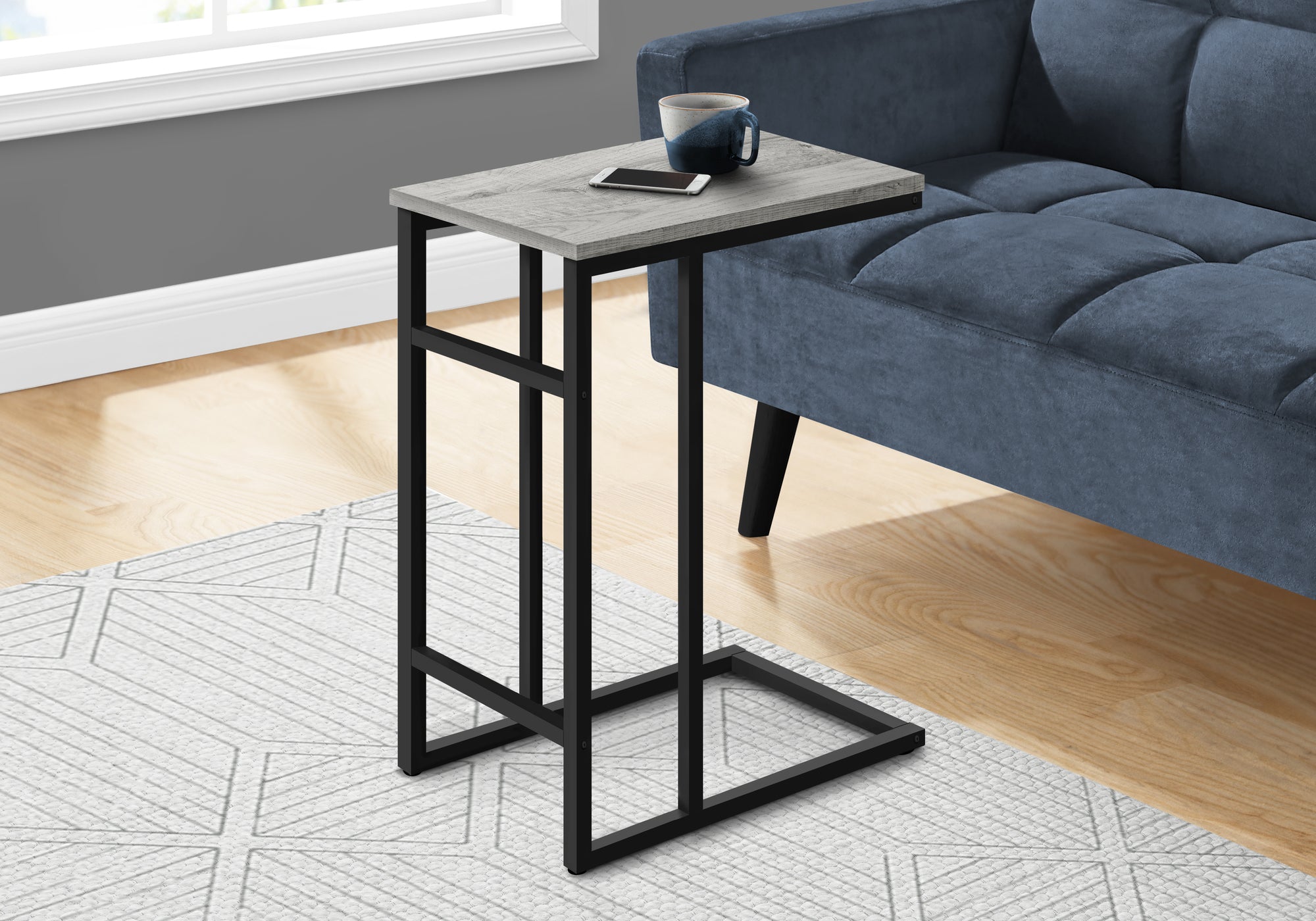 ACCENT TABLE - 24""H / GREY / BLACK METAL