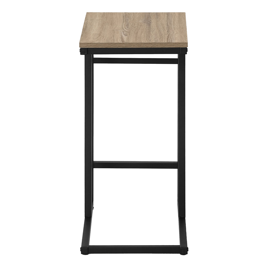 ACCENT TABLE - 24""H / DARK TAUPE / BLACK METAL