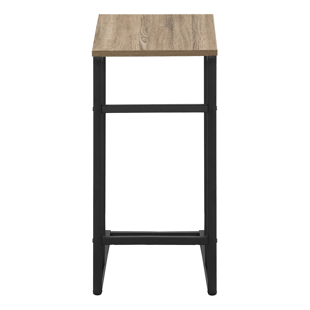 ACCENT TABLE - 24""H / DARK TAUPE / BLACK METAL