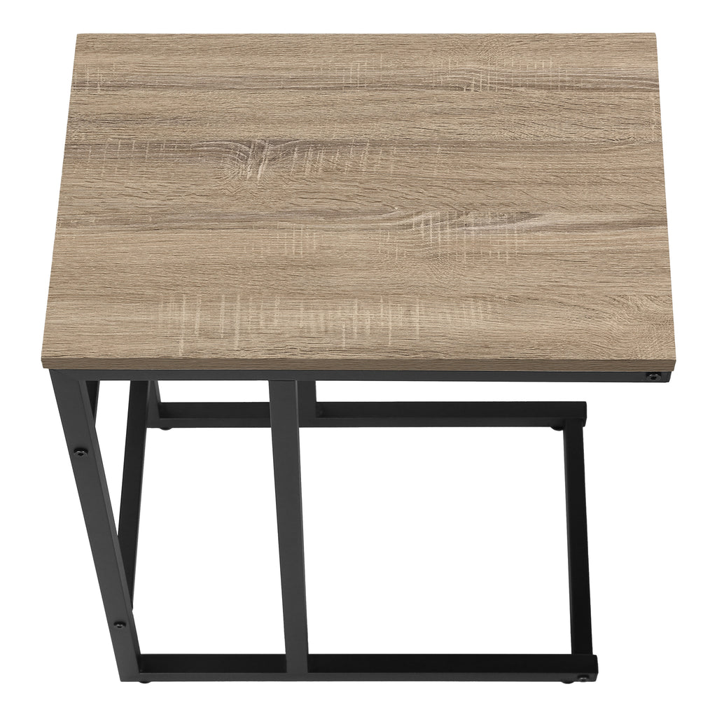 ACCENT TABLE - 24""H / DARK TAUPE / BLACK METAL