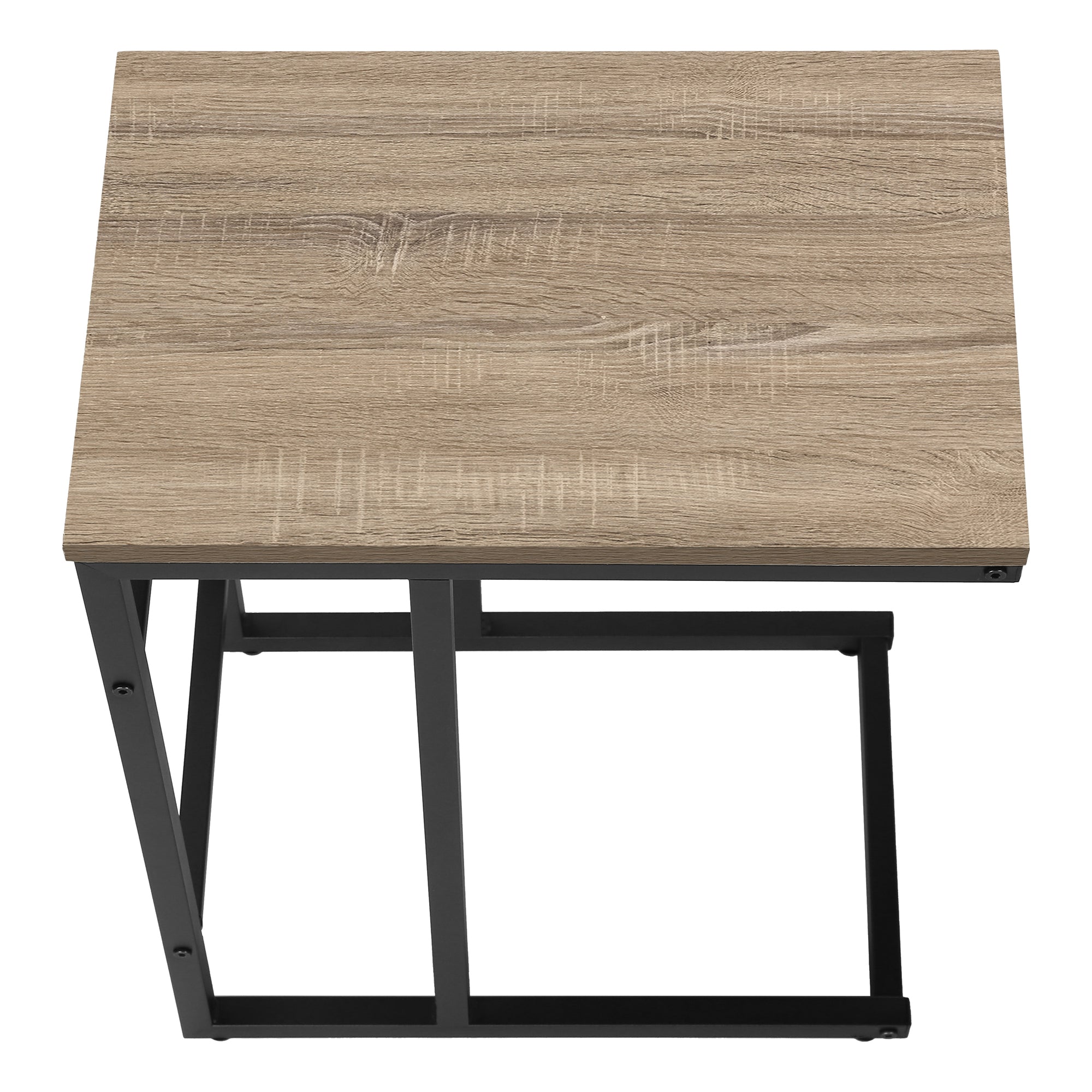ACCENT TABLE - 24""H / DARK TAUPE / BLACK METAL