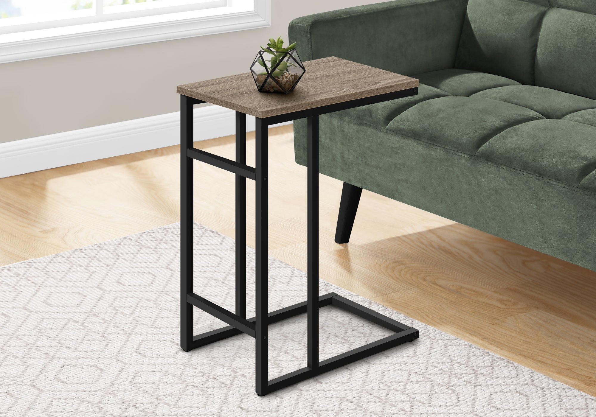 ACCENT TABLE - 24""H / DARK TAUPE / BLACK METAL