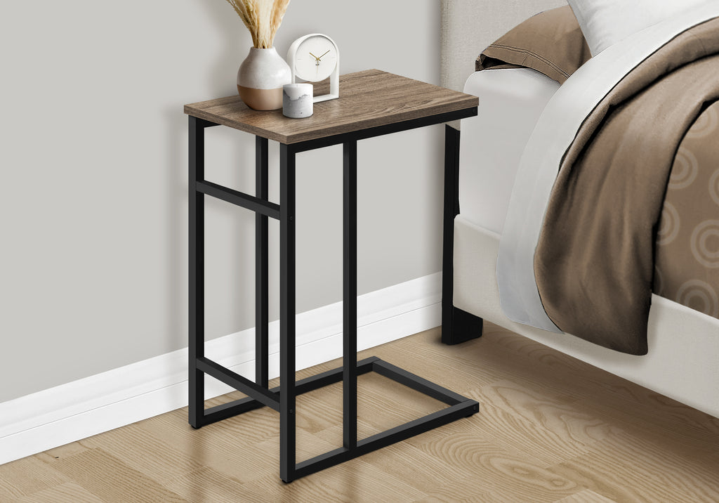 ACCENT TABLE - 24""H / DARK TAUPE / BLACK METAL