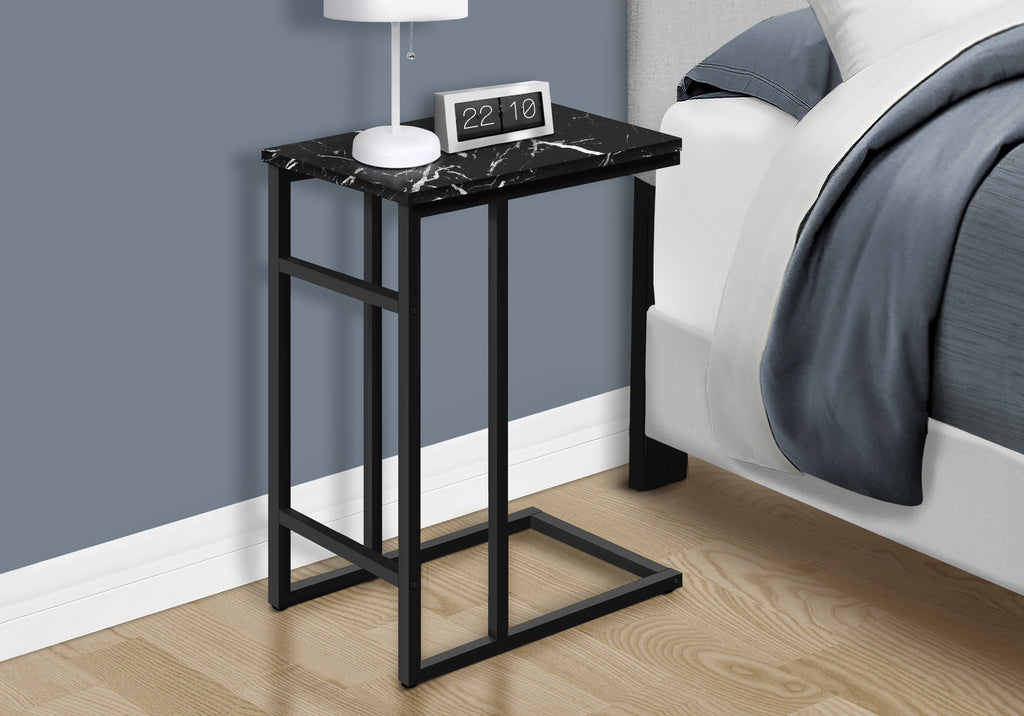 ACCENT TABLE - 24""H / BLACK MARBLE / BLACK METAL