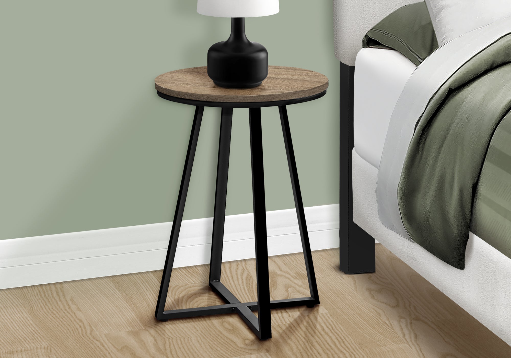 ACCENT TABLE - 22""H / DARK TAUPE / BLACK METAL