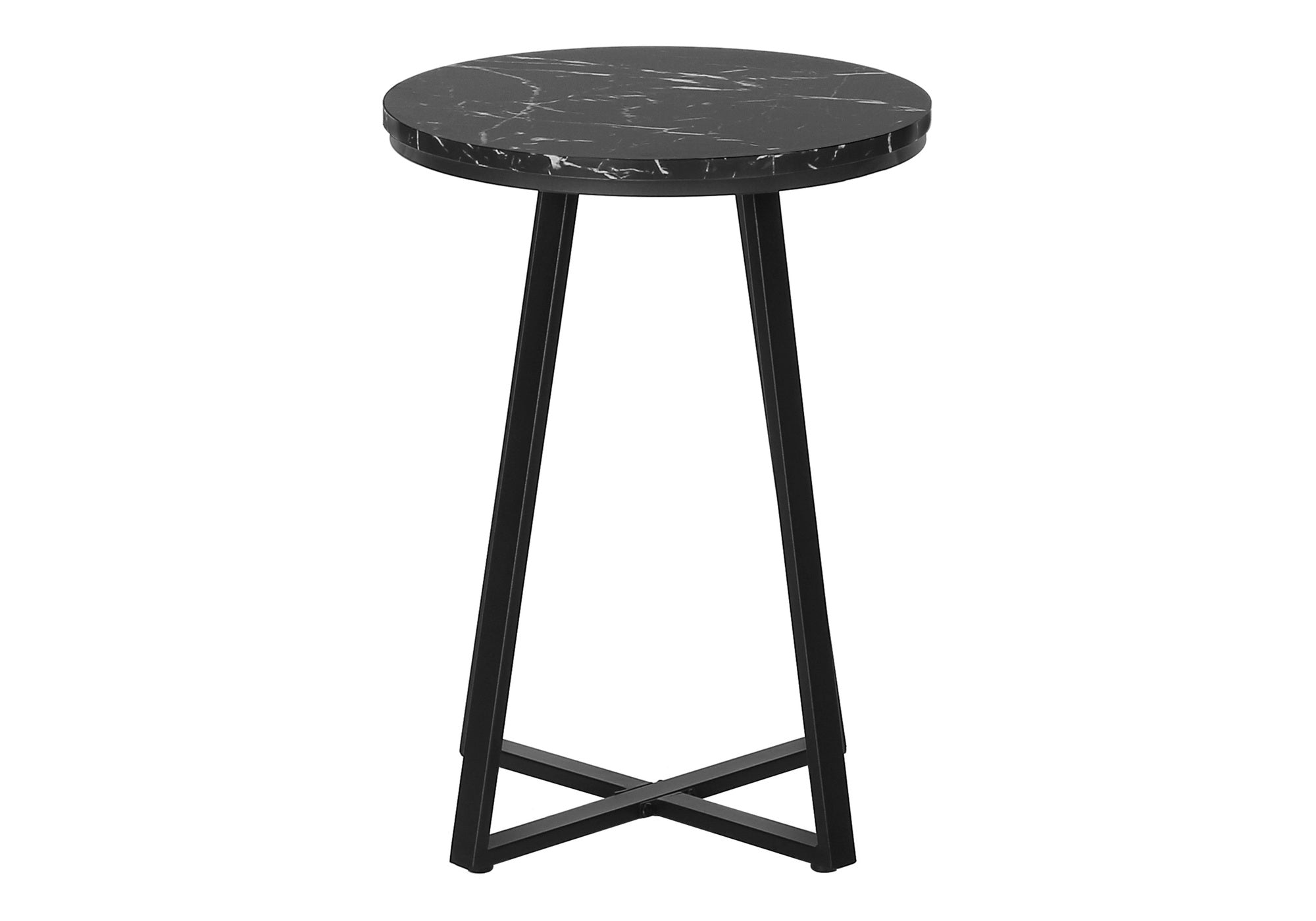 ACCENT TABLE - 22""H / BLACK MARBLE / BLACK METAL