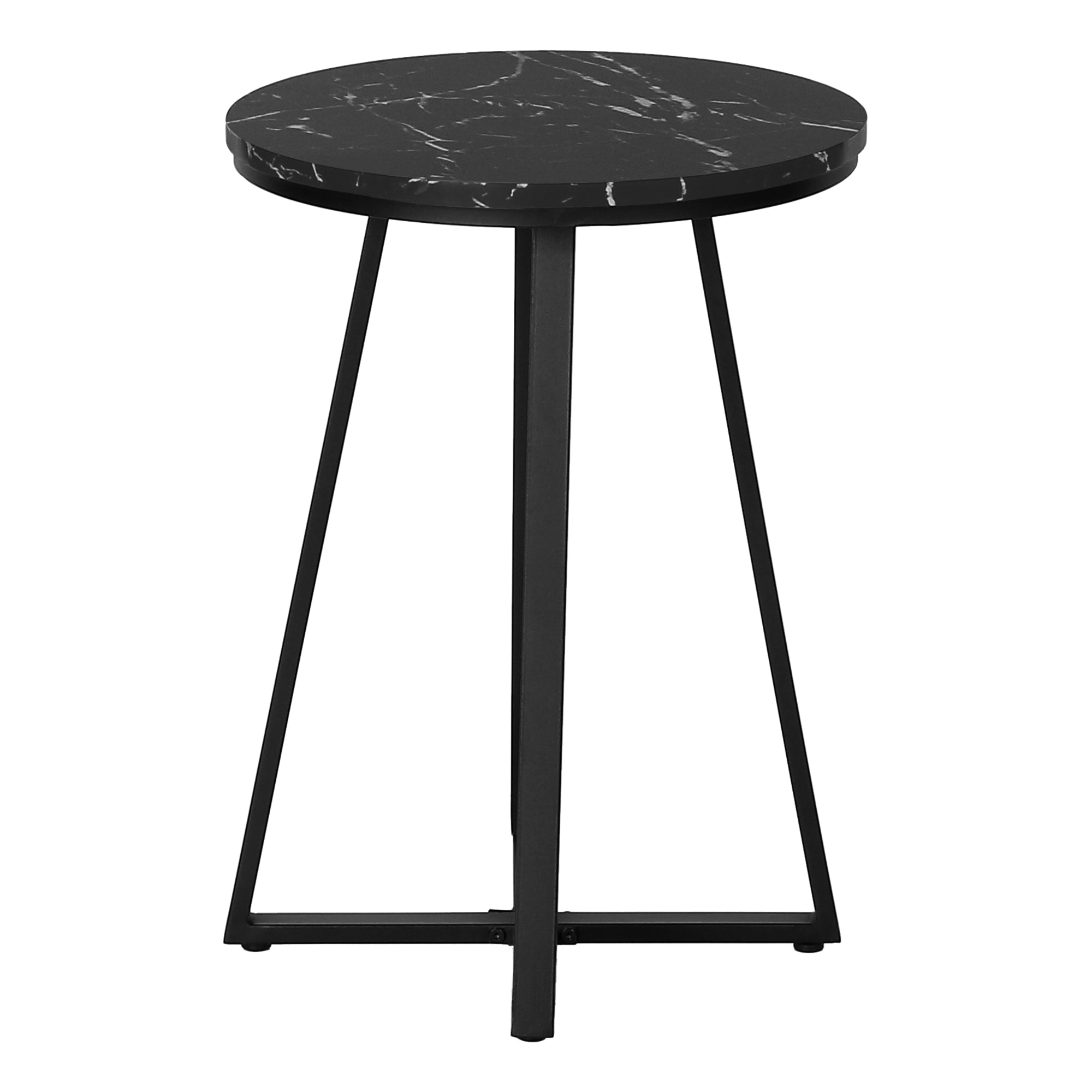 ACCENT TABLE - 22""H / BLACK MARBLE / BLACK METAL