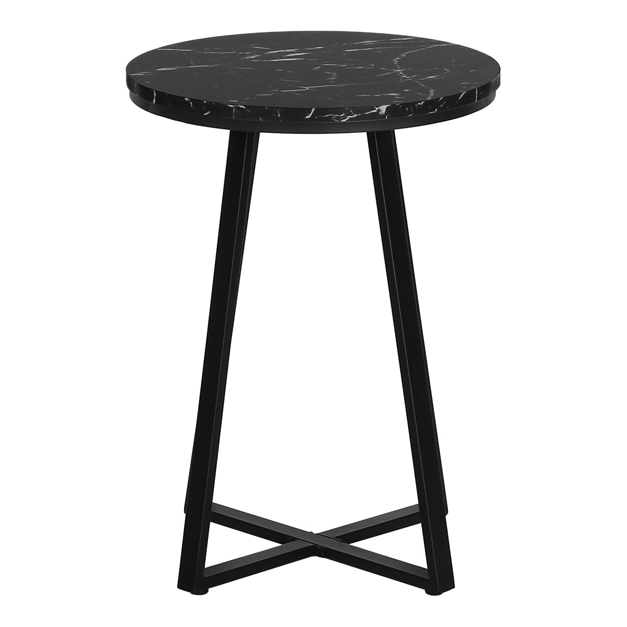 ACCENT TABLE - 22""H / BLACK MARBLE / BLACK METAL