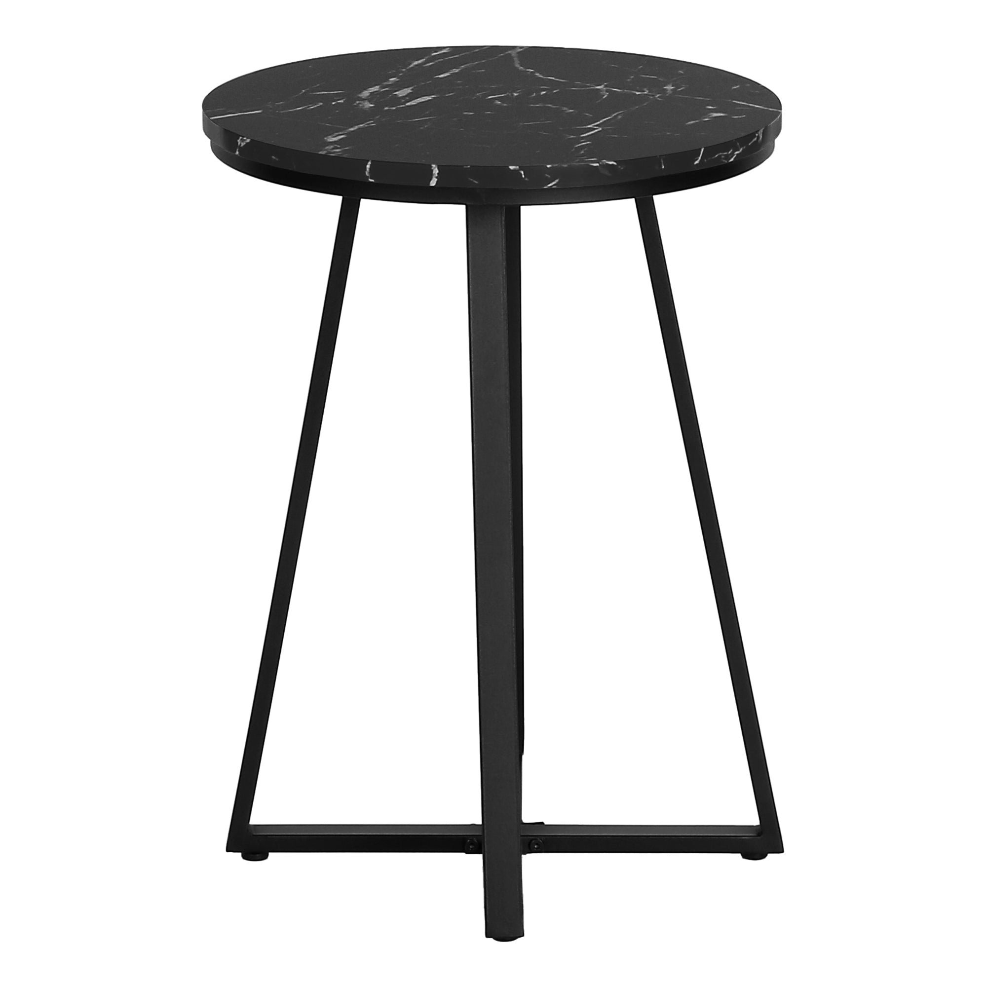 ACCENT TABLE - 22""H / BLACK MARBLE / BLACK METAL