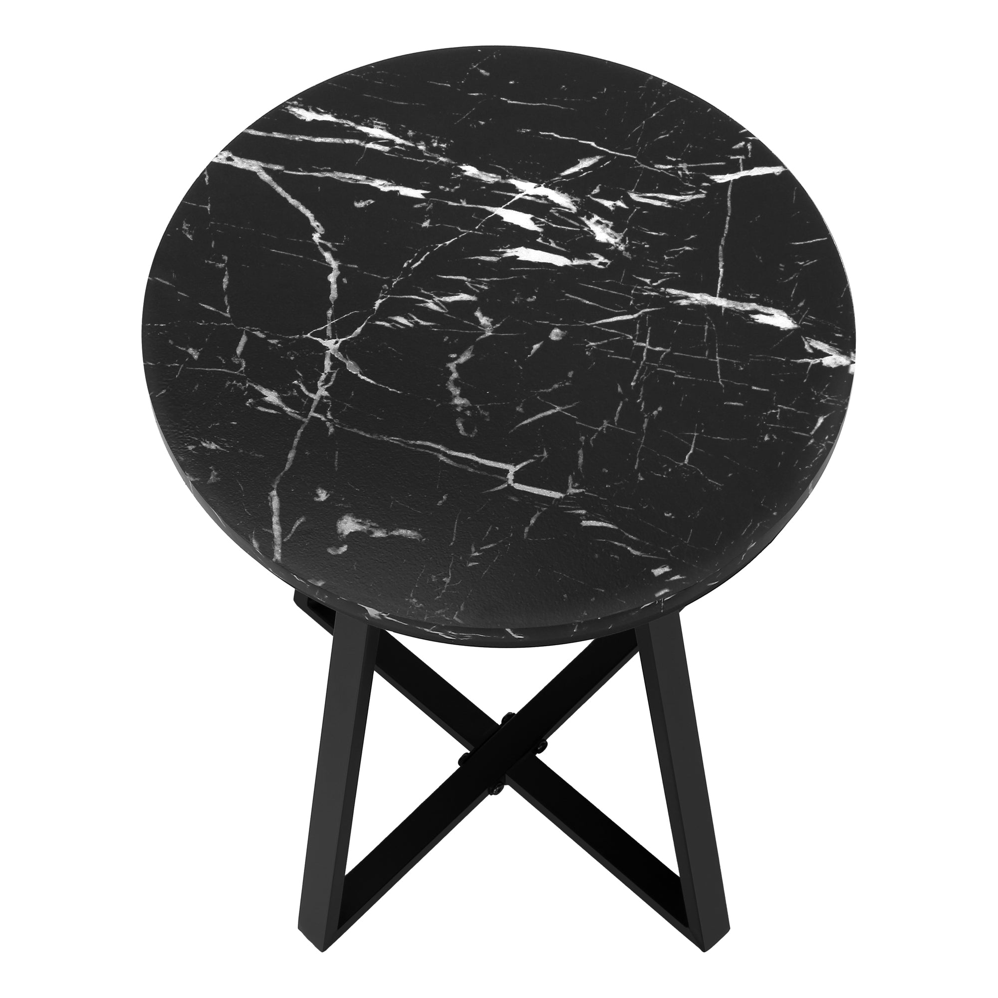 ACCENT TABLE - 22""H / BLACK MARBLE / BLACK METAL