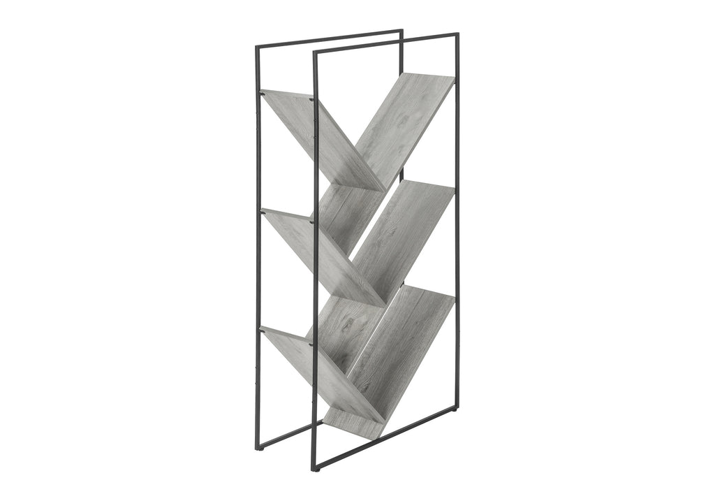 BOOKCASE - 60""H / GREY / BLACK METAL