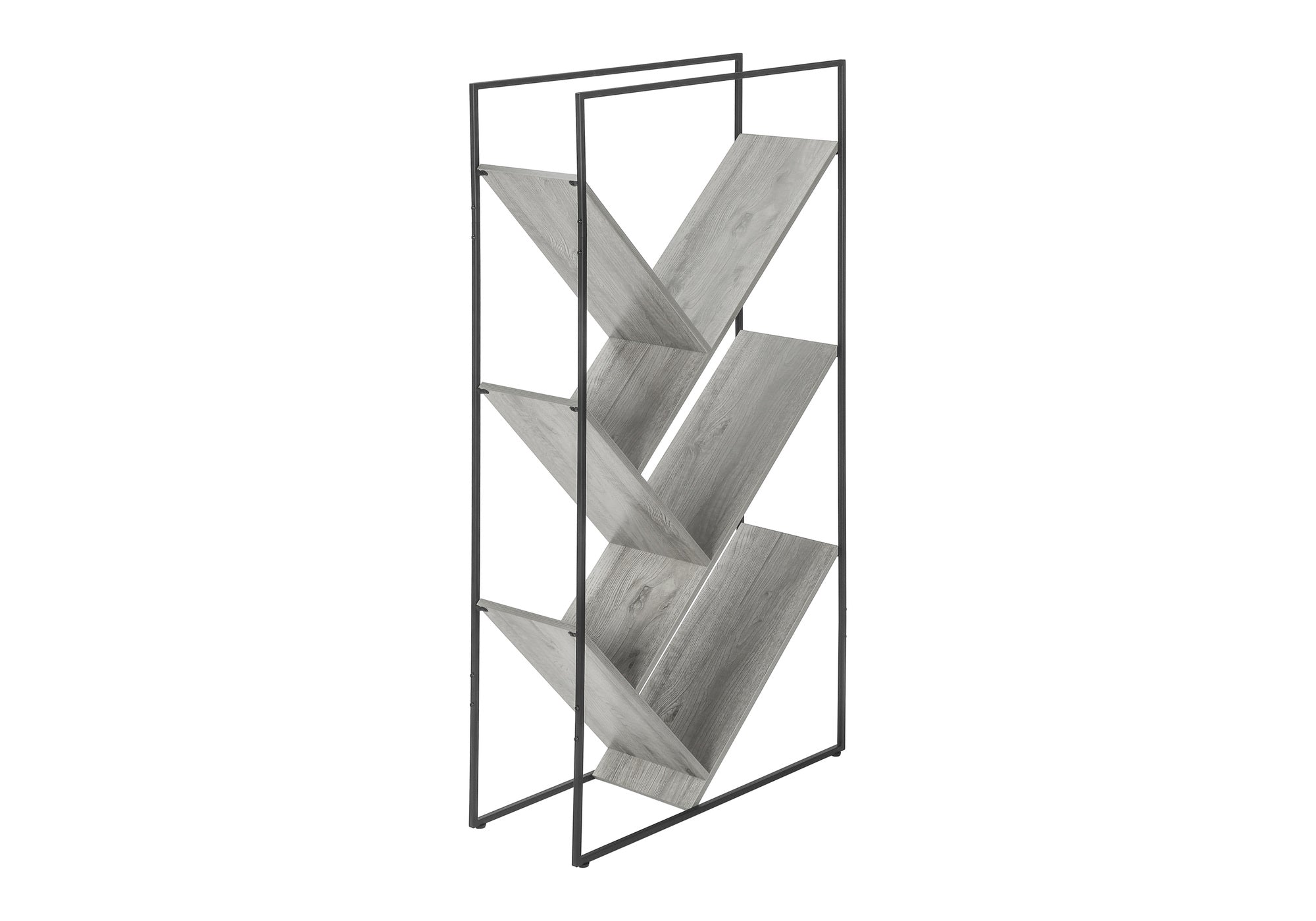 BOOKCASE - 60""H / GREY / BLACK METAL