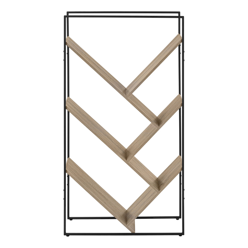 BOOKCASE - 60""H / DARK TAUPE / BLACK METAL