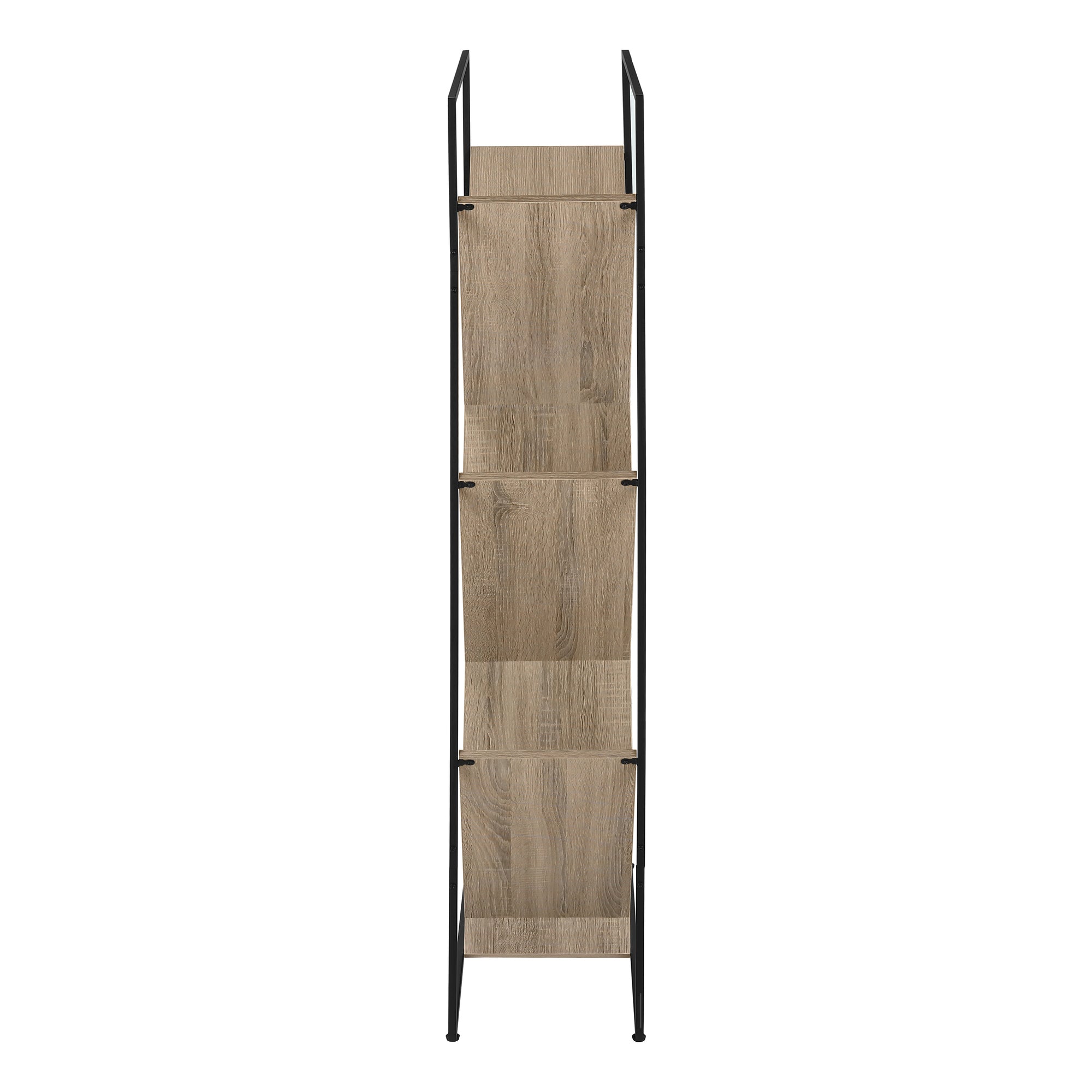 BOOKCASE - 60""H / DARK TAUPE / BLACK METAL