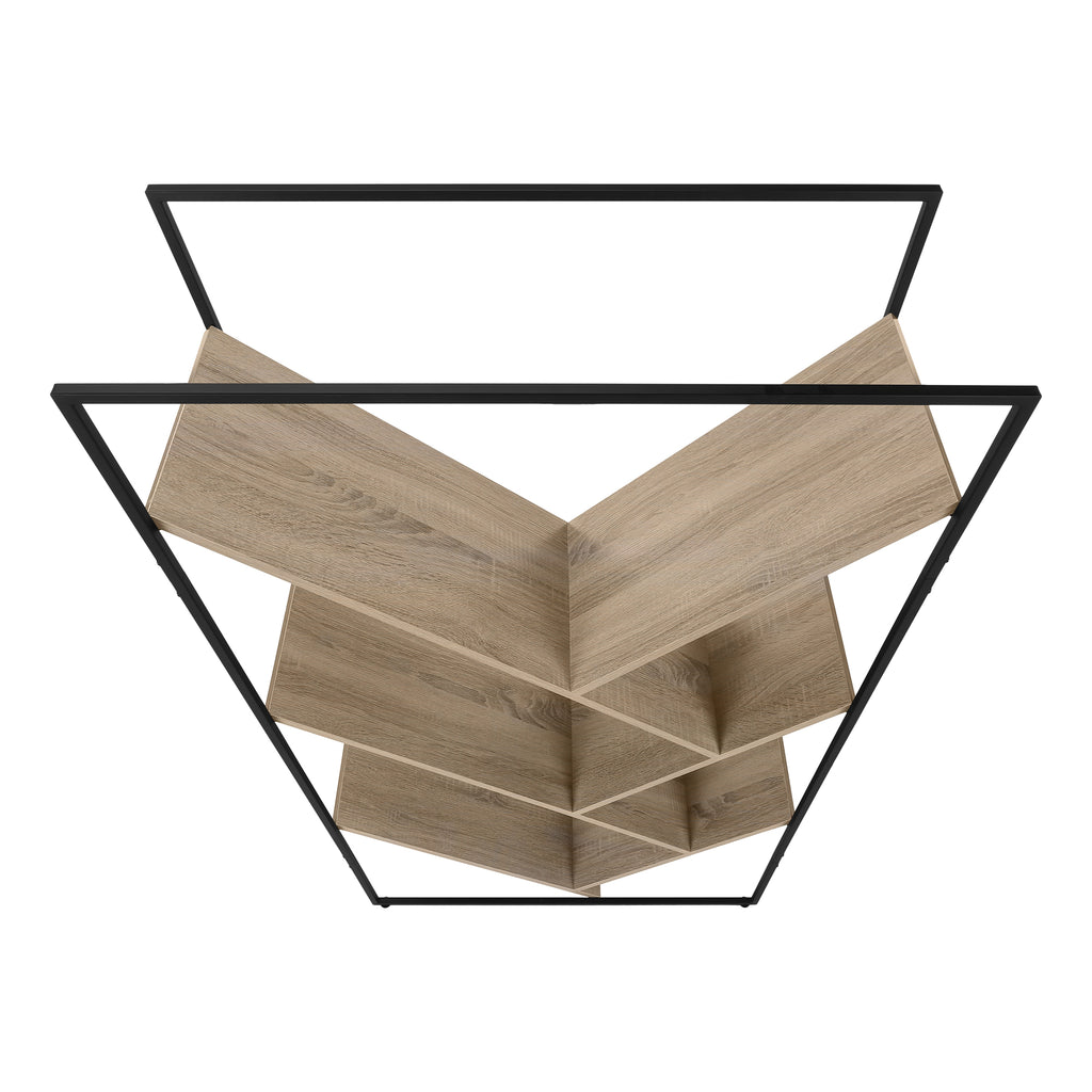 BOOKCASE - 60""H / DARK TAUPE / BLACK METAL