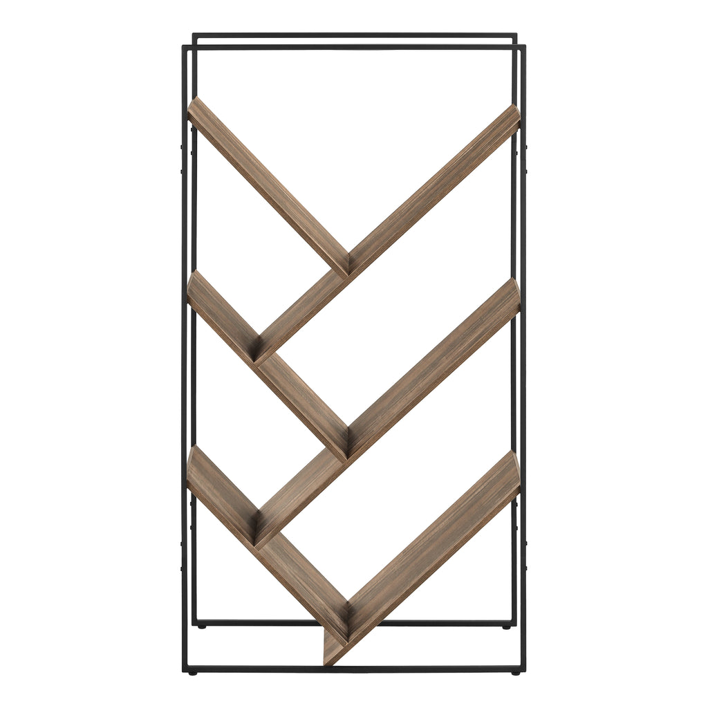 BOOKCASE - 60""H / BROWN RECLAIMED WOOD-LOOK / BLACK METAL