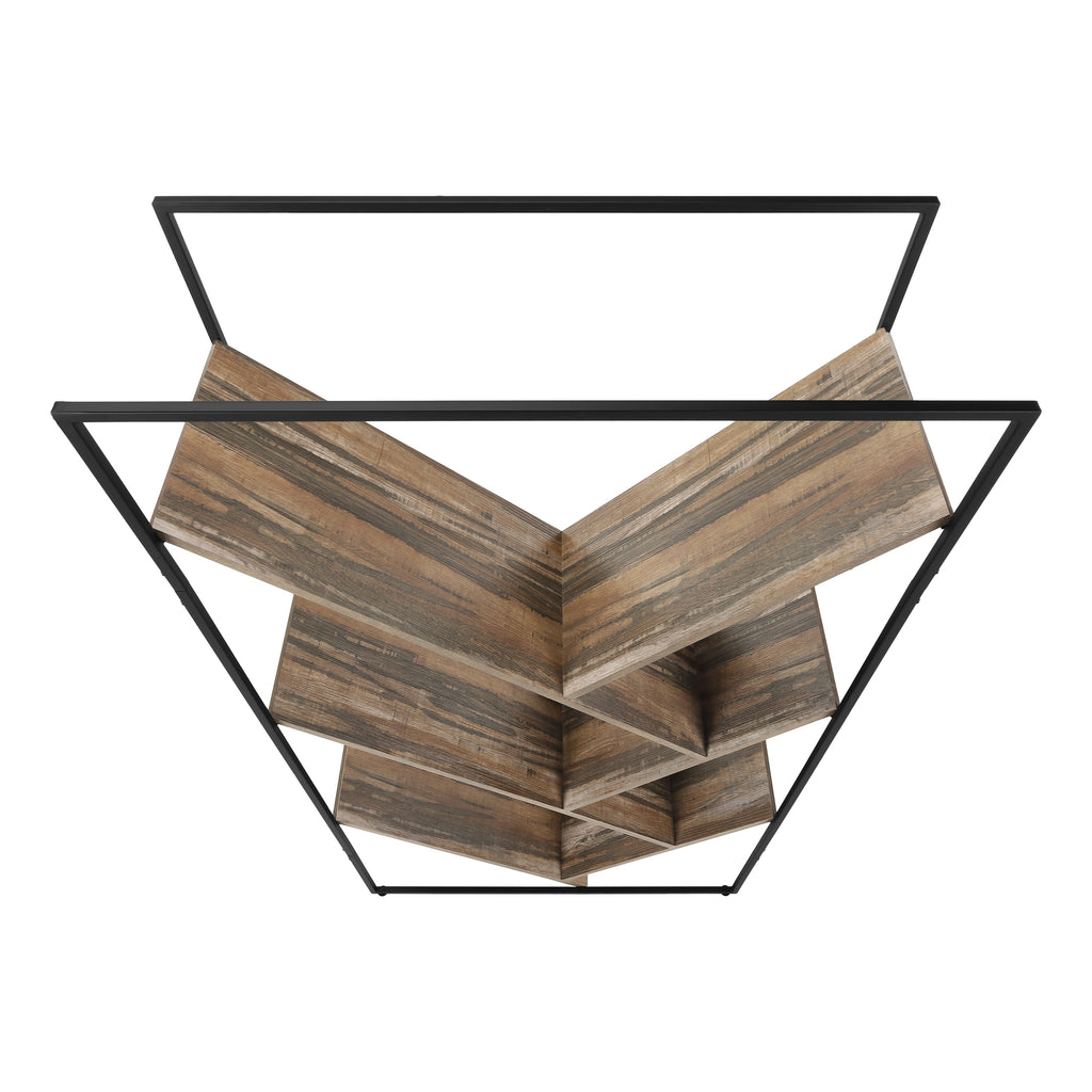 BOOKCASE - 60""H / BROWN RECLAIMED WOOD-LOOK / BLACK METAL