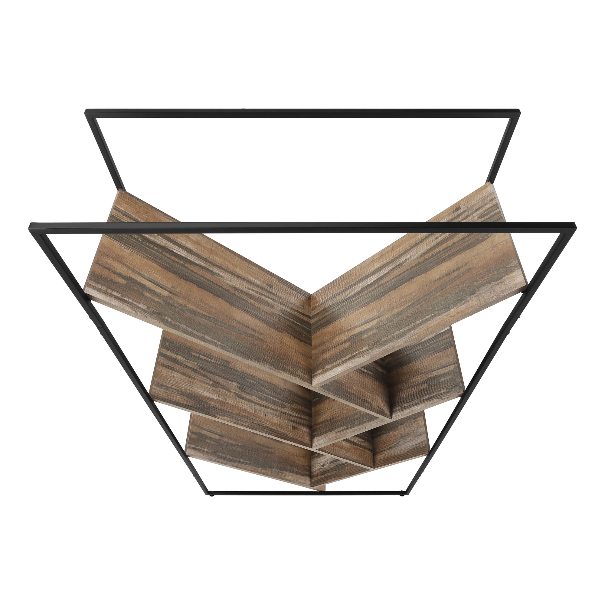 BOOKCASE - 60""H / BROWN RECLAIMED WOOD-LOOK / BLACK METAL