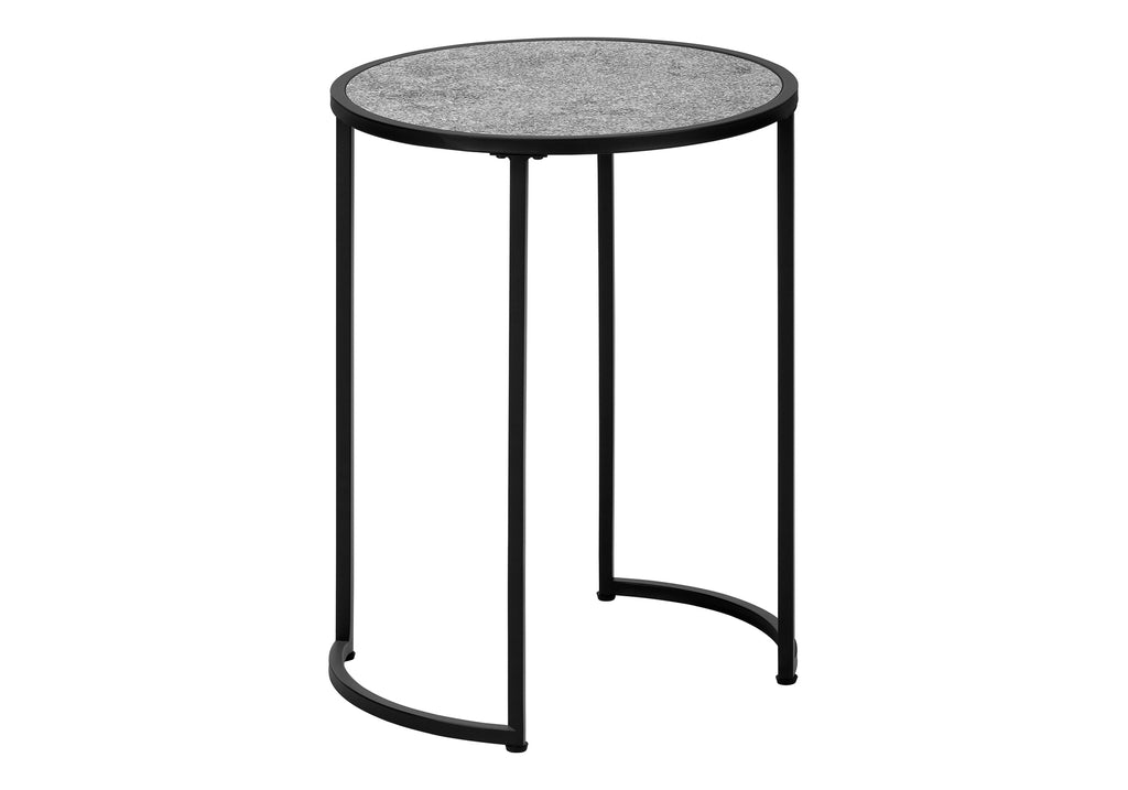 ACCENT TABLE - 24""H / GREY STONE-LOOK / BLACK METAL