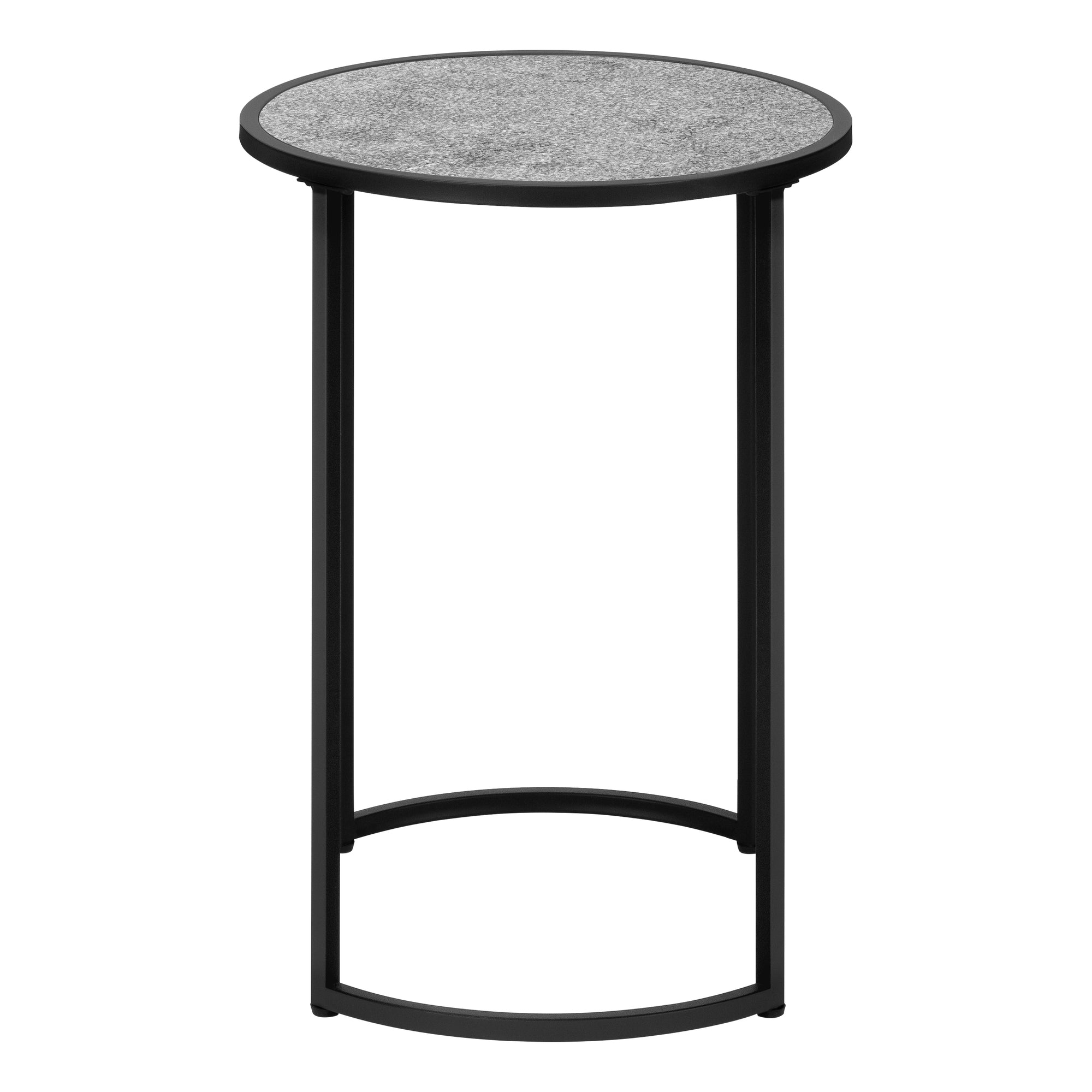 ACCENT TABLE - 24""H / GREY STONE-LOOK / BLACK METAL