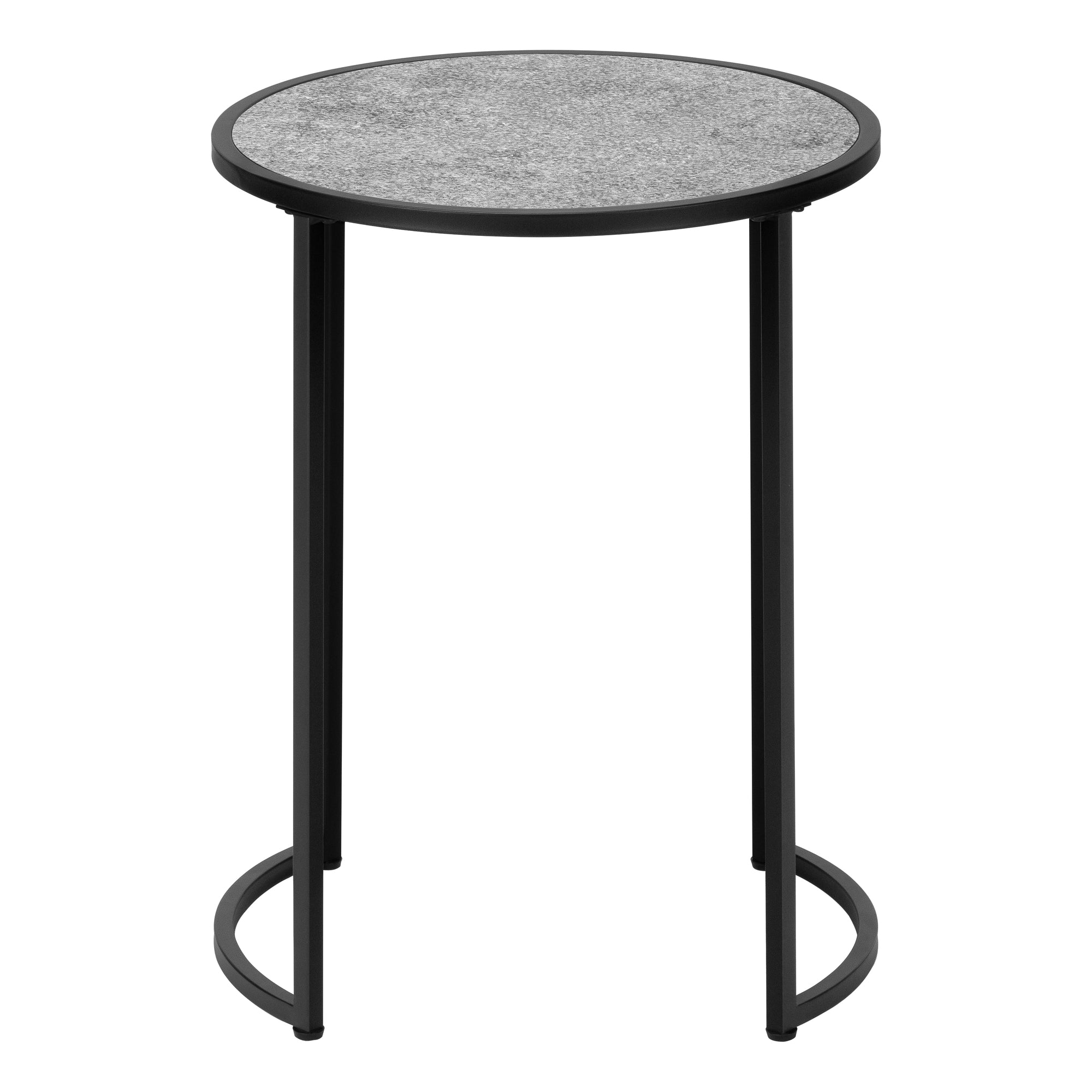 ACCENT TABLE - 24""H / GREY STONE-LOOK / BLACK METAL