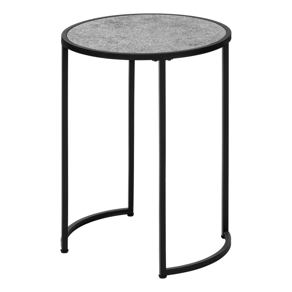 ACCENT TABLE - 24""H / GREY STONE-LOOK / BLACK METAL