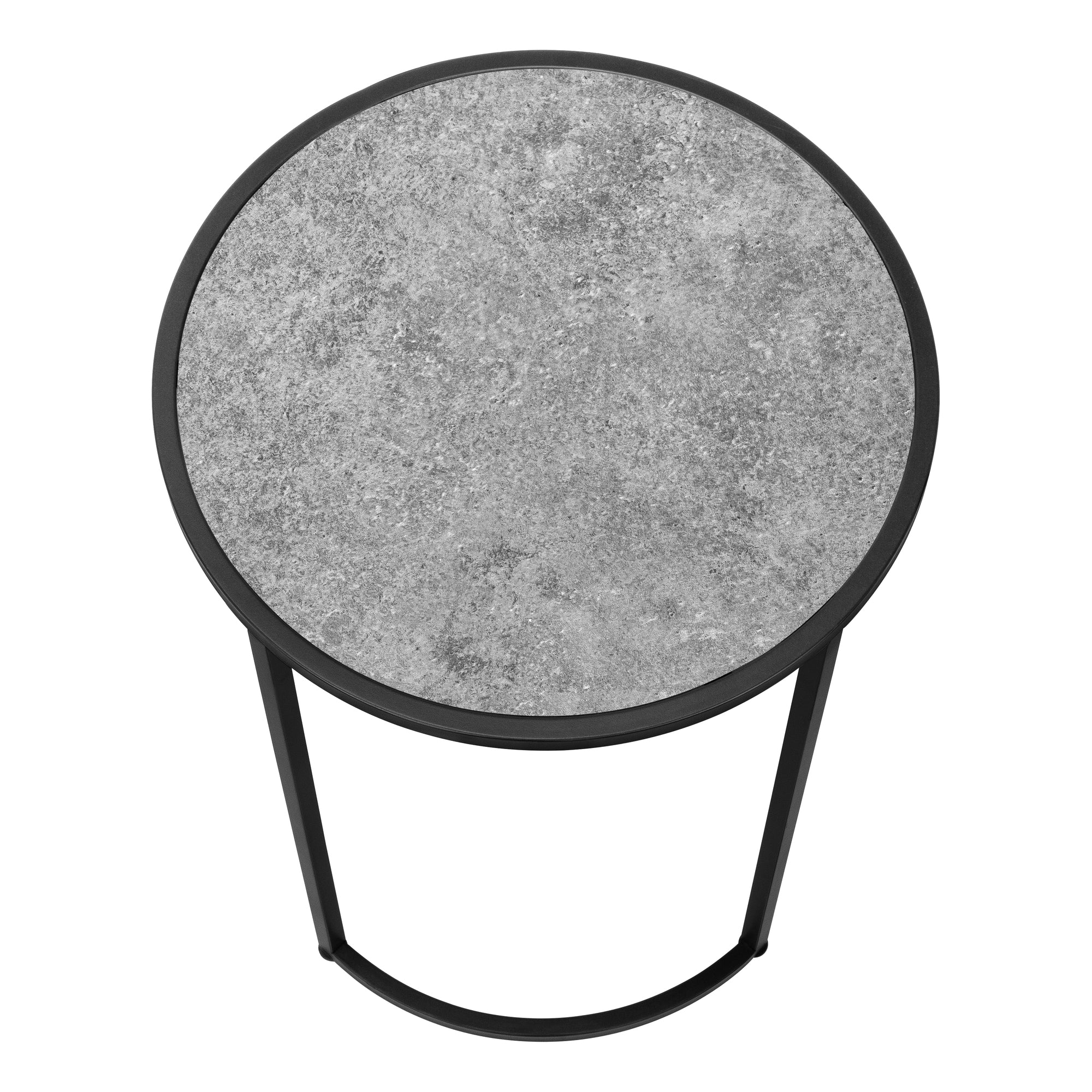 ACCENT TABLE - 24""H / GREY STONE-LOOK / BLACK METAL