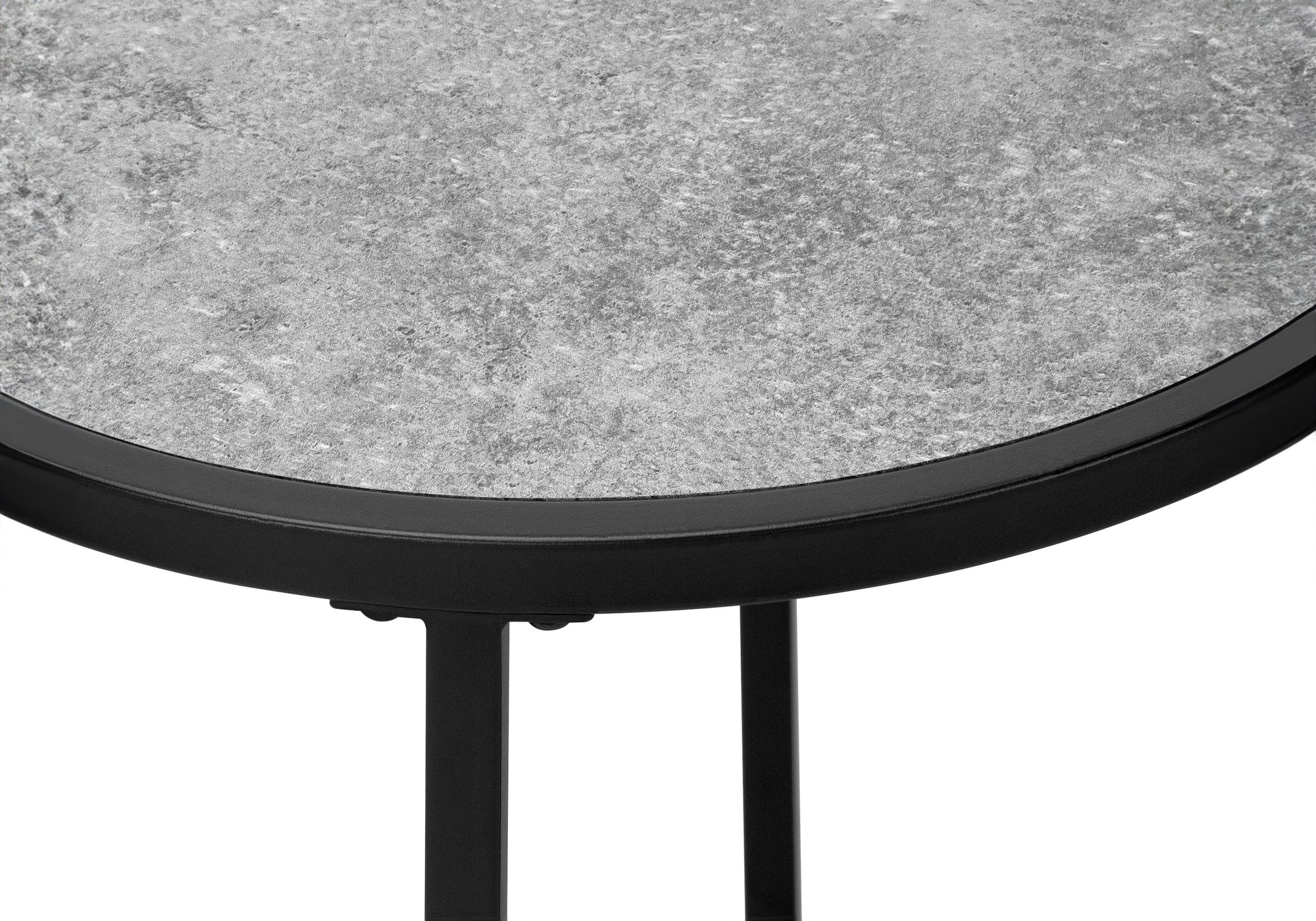 ACCENT TABLE - 24""H / GREY STONE-LOOK / BLACK METAL