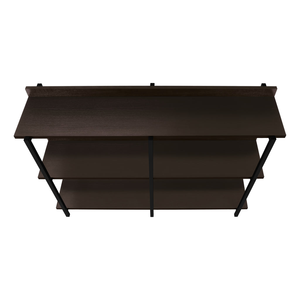 ACCENT TABLE - 48""L / ESPRESSO / BLACK METAL HALL CONSOLE