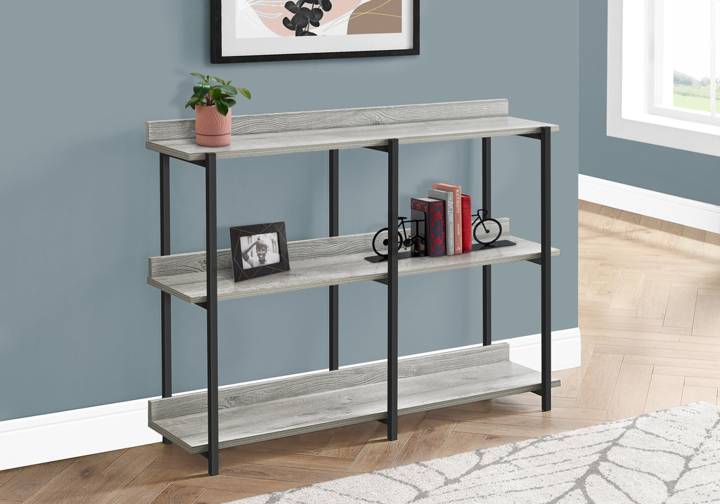 ACCENT TABLE - 48""L / GREY / BLACK METAL HALL CONSOLE