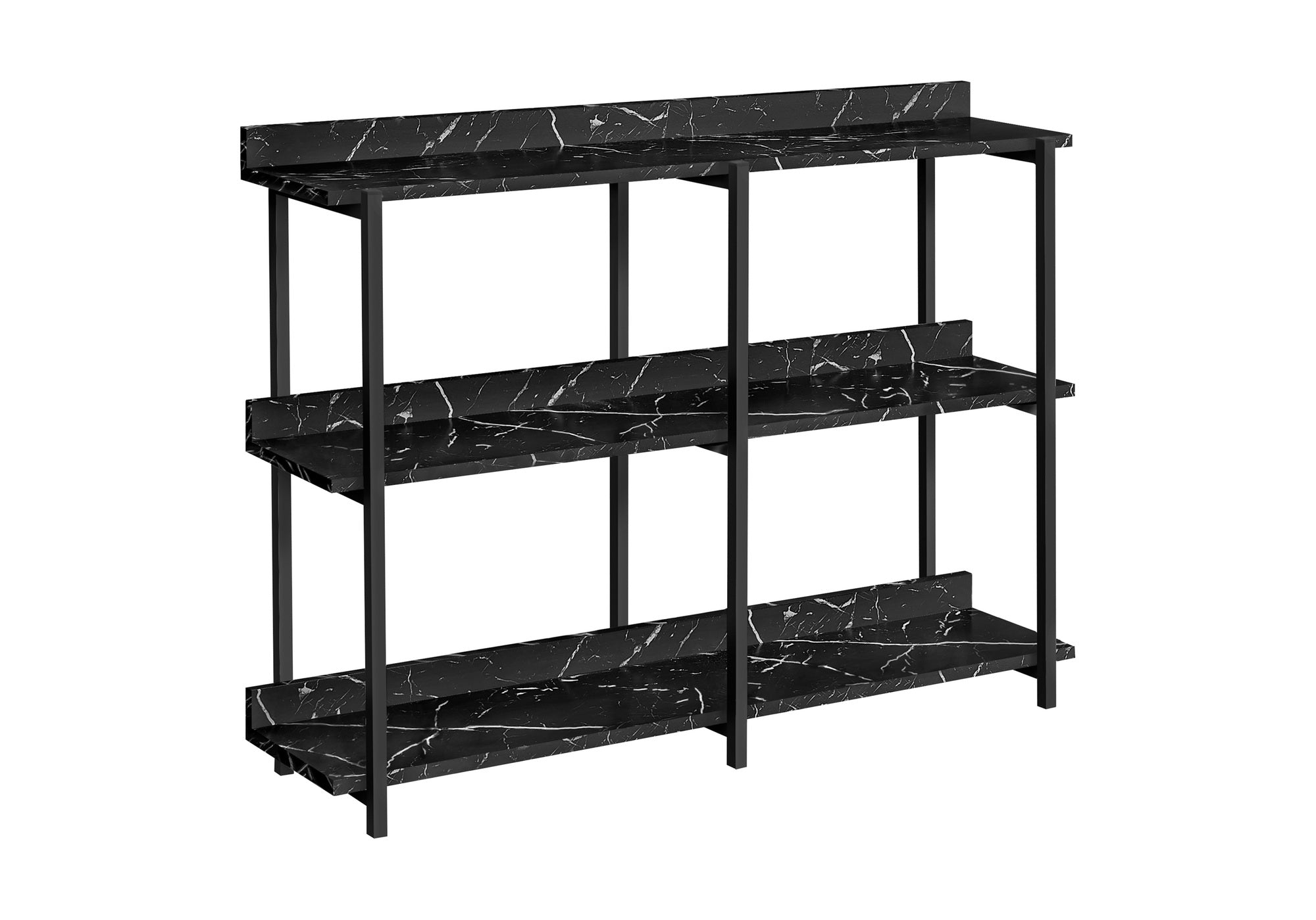 ACCENT TABLE - 48""L / BLACK MARBLE / BLACK METAL CONSOLE