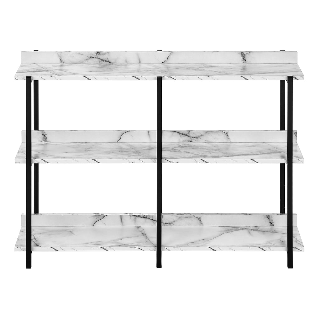 ACCENT TABLE - 48""L / WHITE MARBLE / BLACK METAL CONSOLE