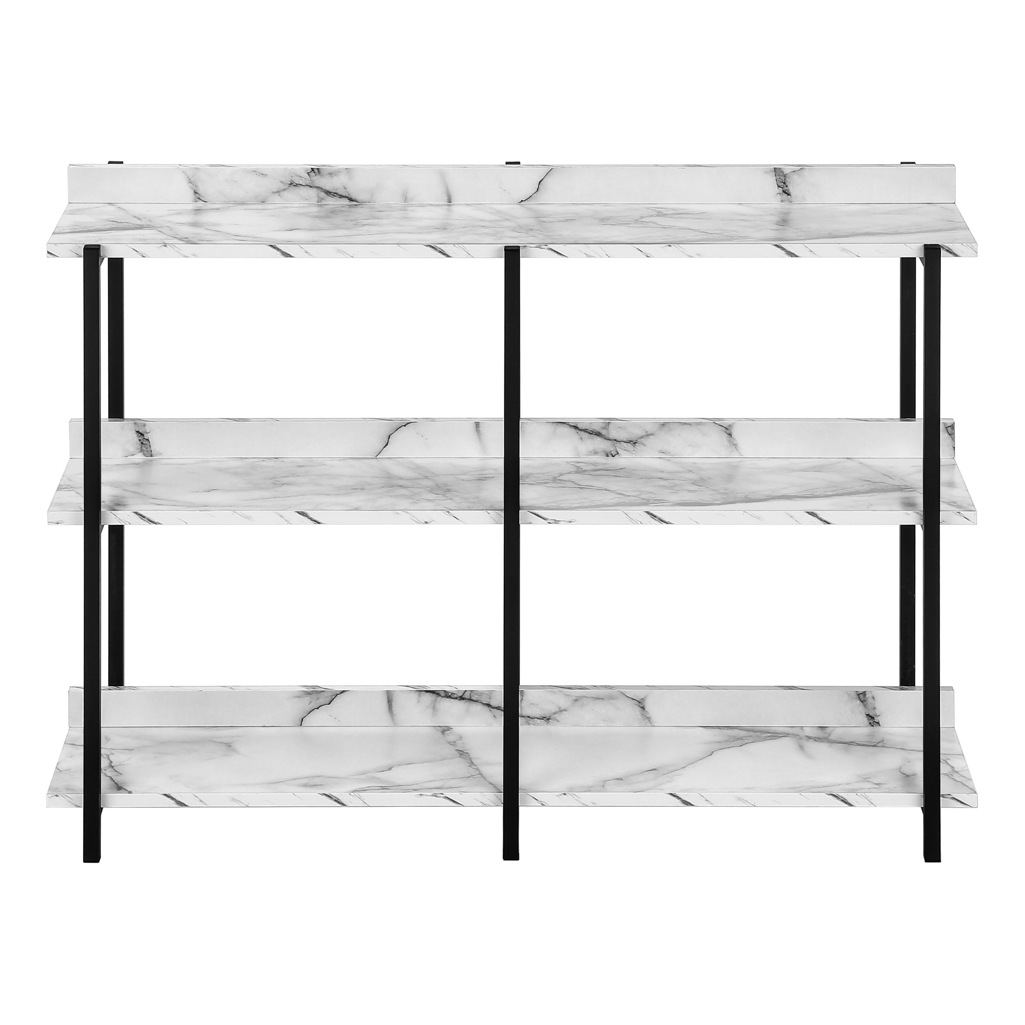 ACCENT TABLE - 48""L / WHITE MARBLE / BLACK METAL CONSOLE