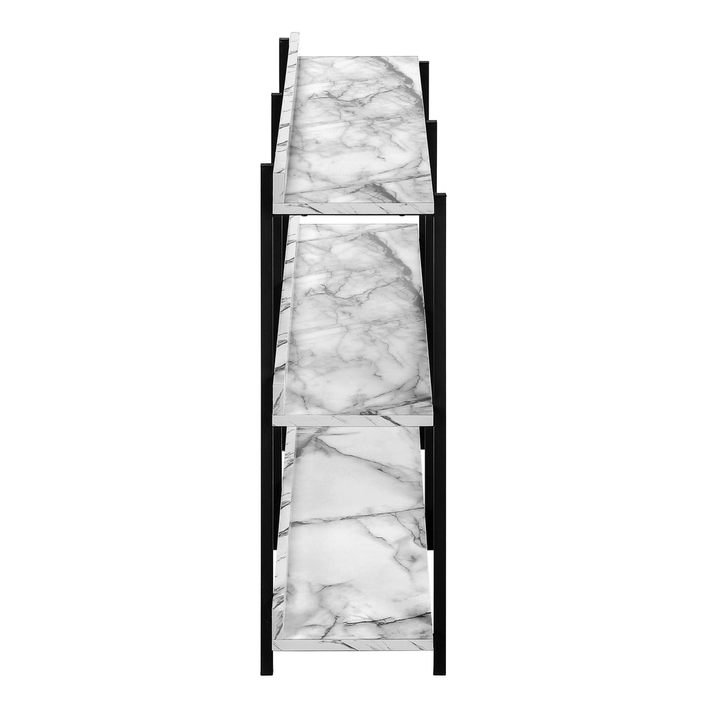 ACCENT TABLE - 48""L / WHITE MARBLE / BLACK METAL CONSOLE