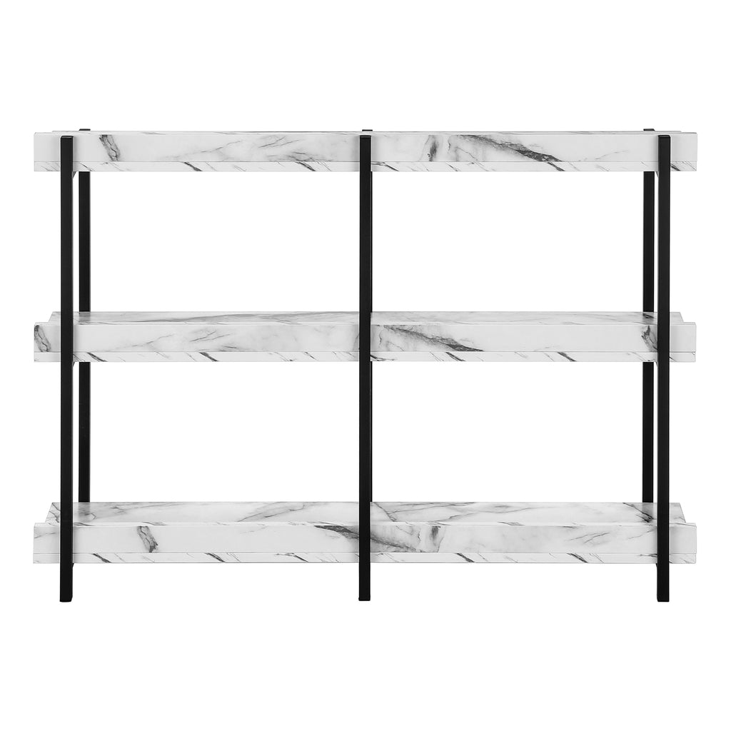 ACCENT TABLE - 48""L / WHITE MARBLE / BLACK METAL CONSOLE