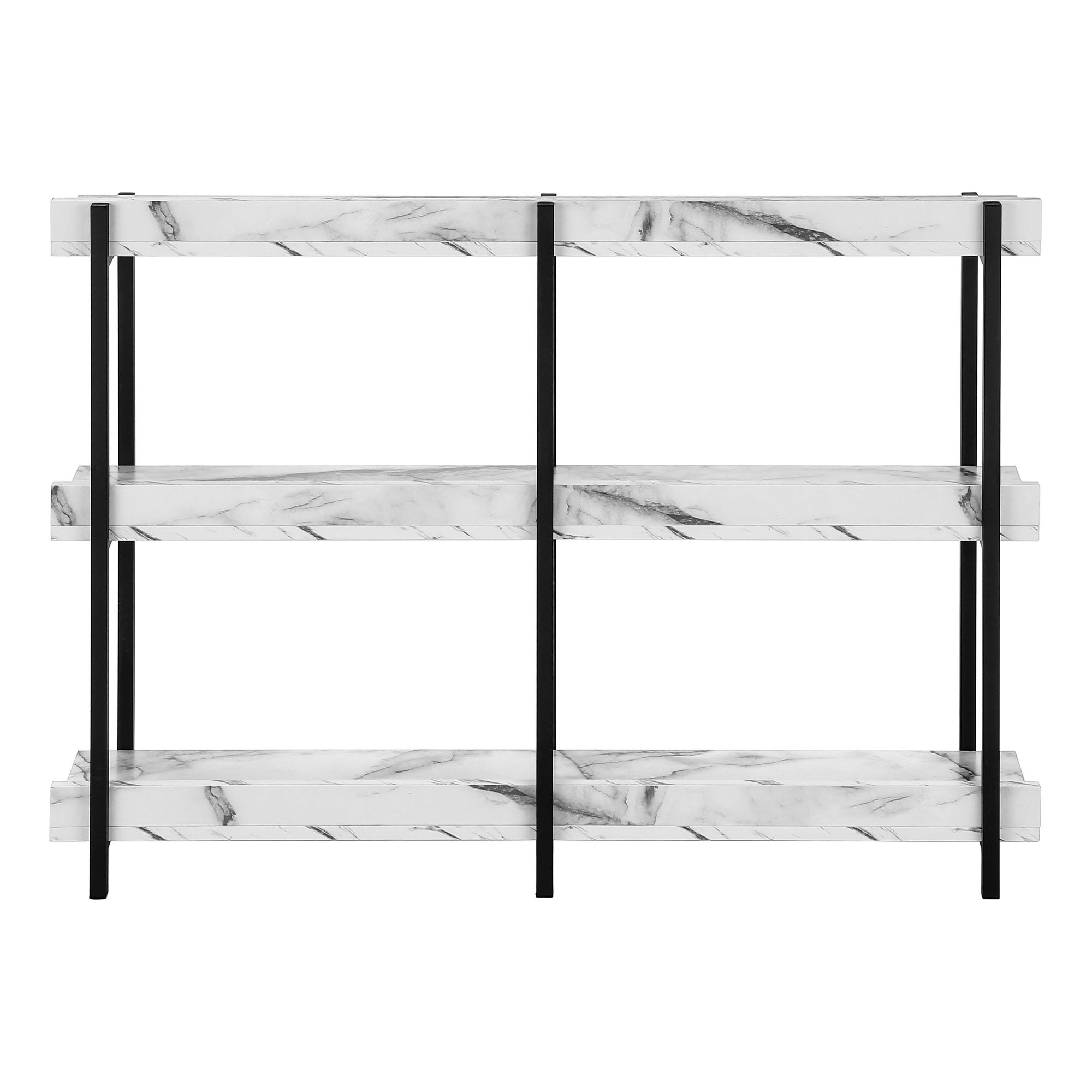 ACCENT TABLE - 48""L / WHITE MARBLE / BLACK METAL CONSOLE