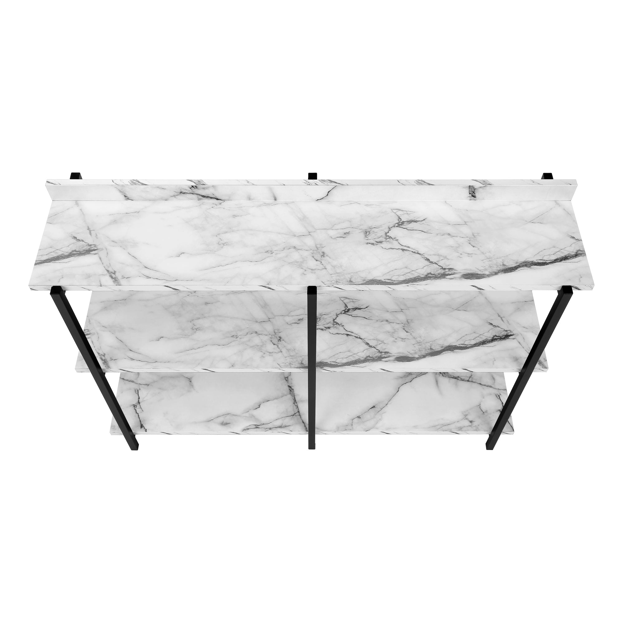 ACCENT TABLE - 48""L / WHITE MARBLE / BLACK METAL CONSOLE